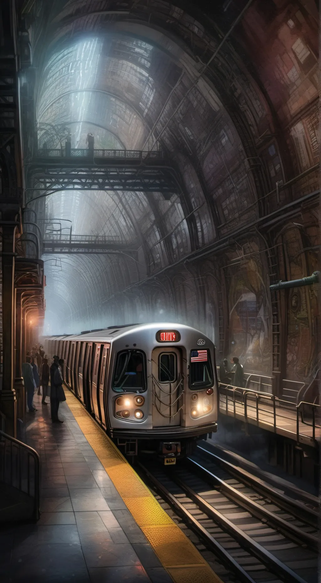 ai character: NYC subway background