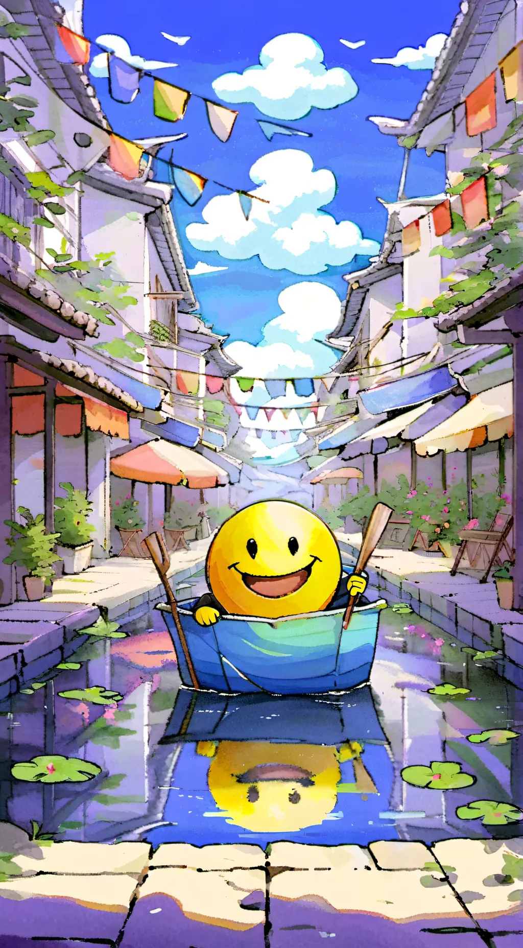 ai character: Smile emoji background
