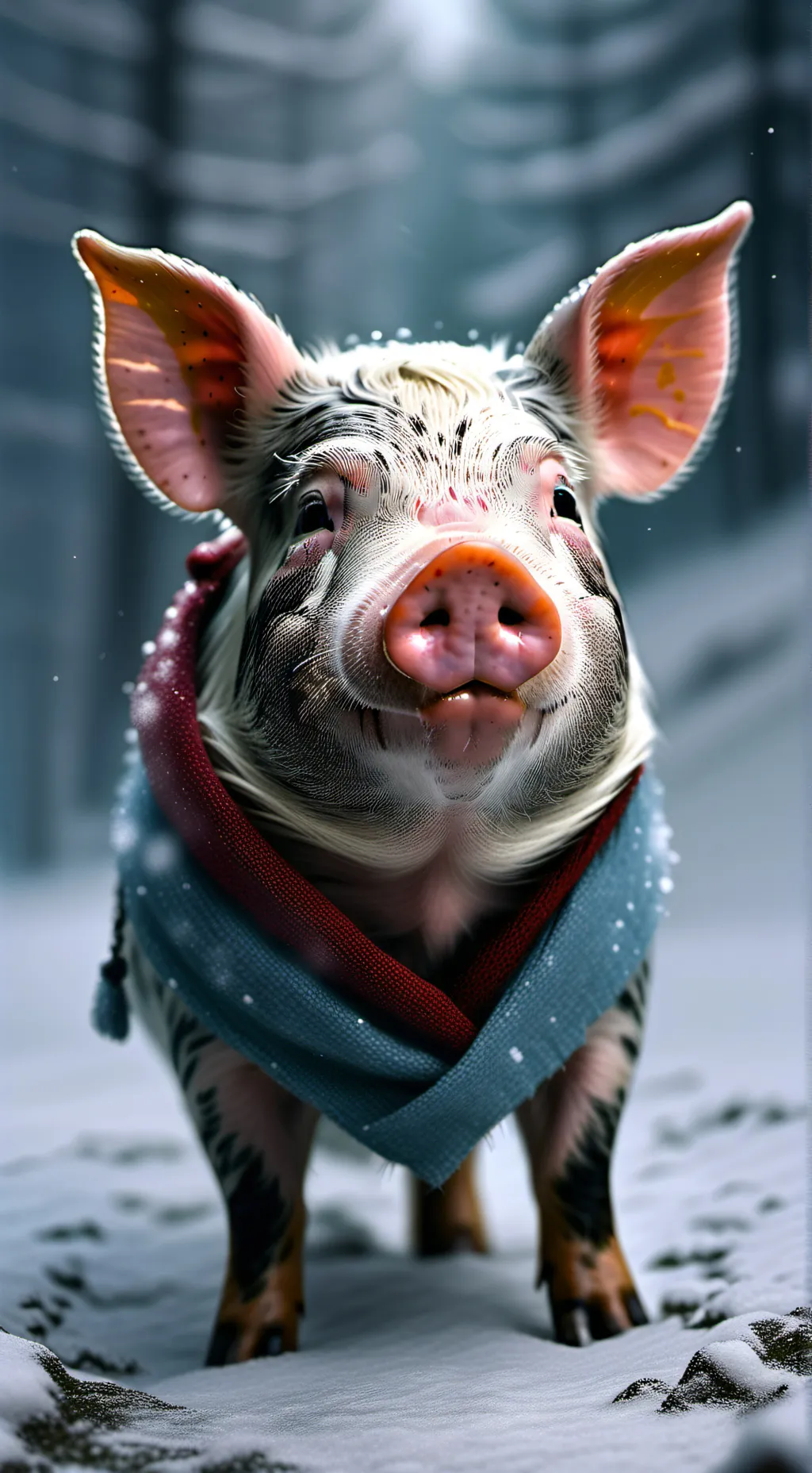 ai character: piggy winter background