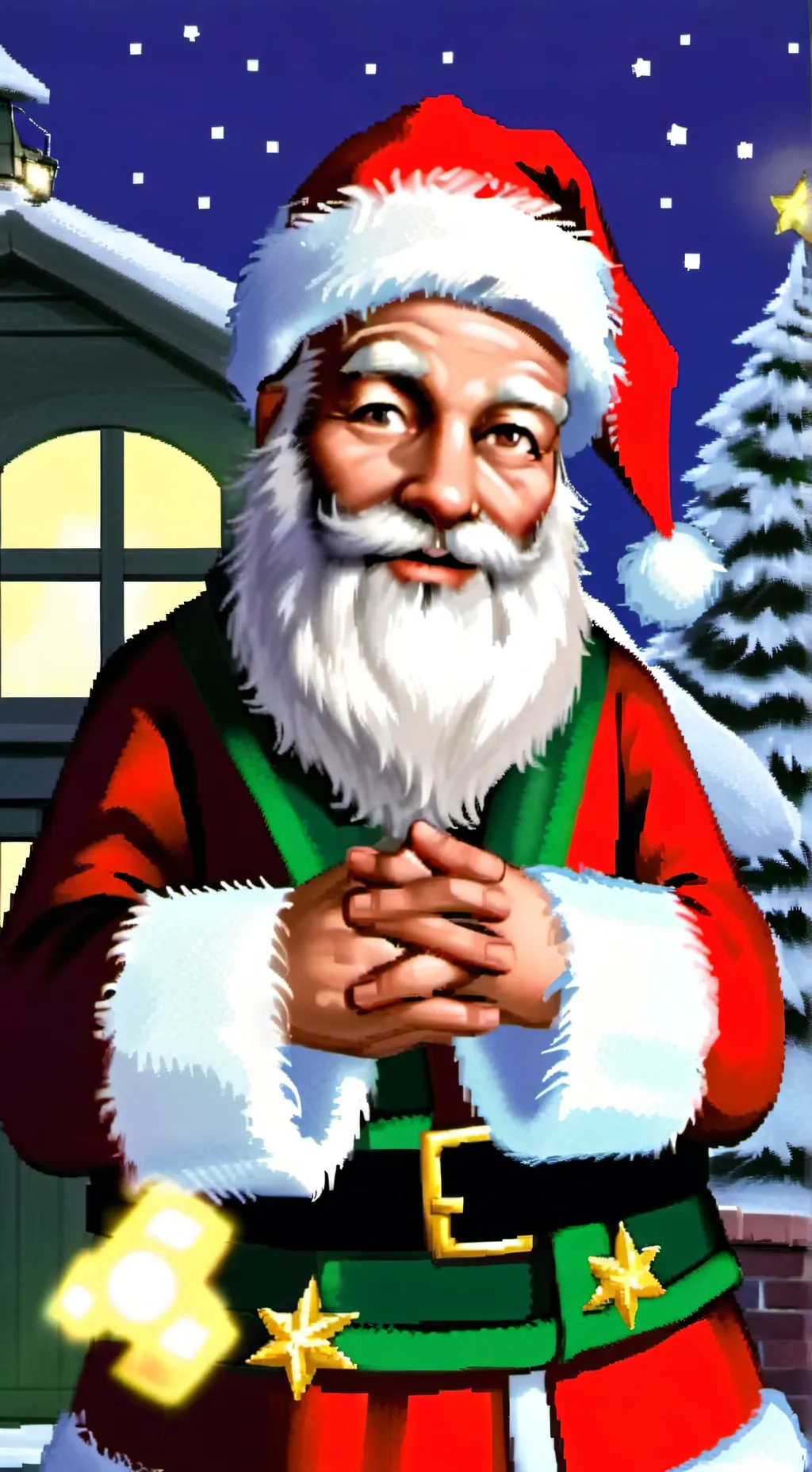 ai character: Father Christmas  background