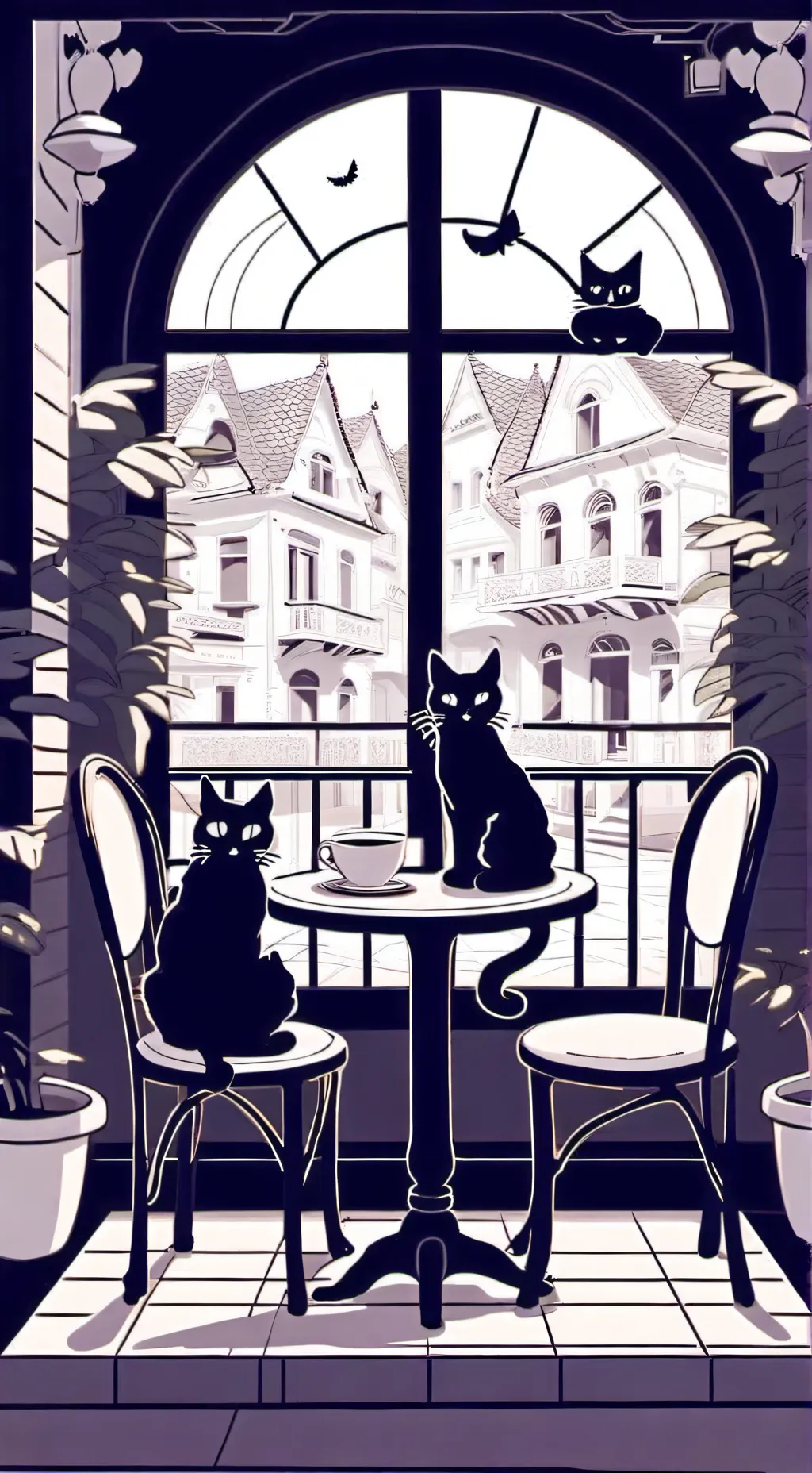 ai character: •Cleo Cat Cafe• background