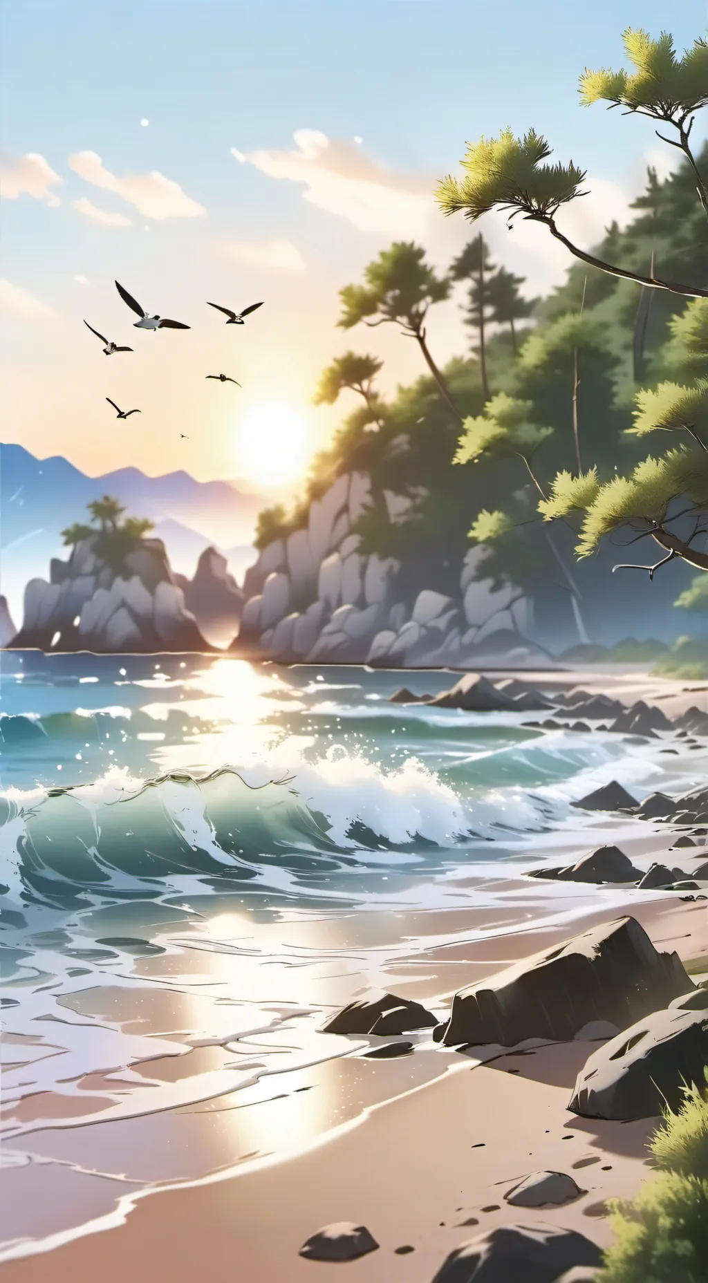 ai character: beach background