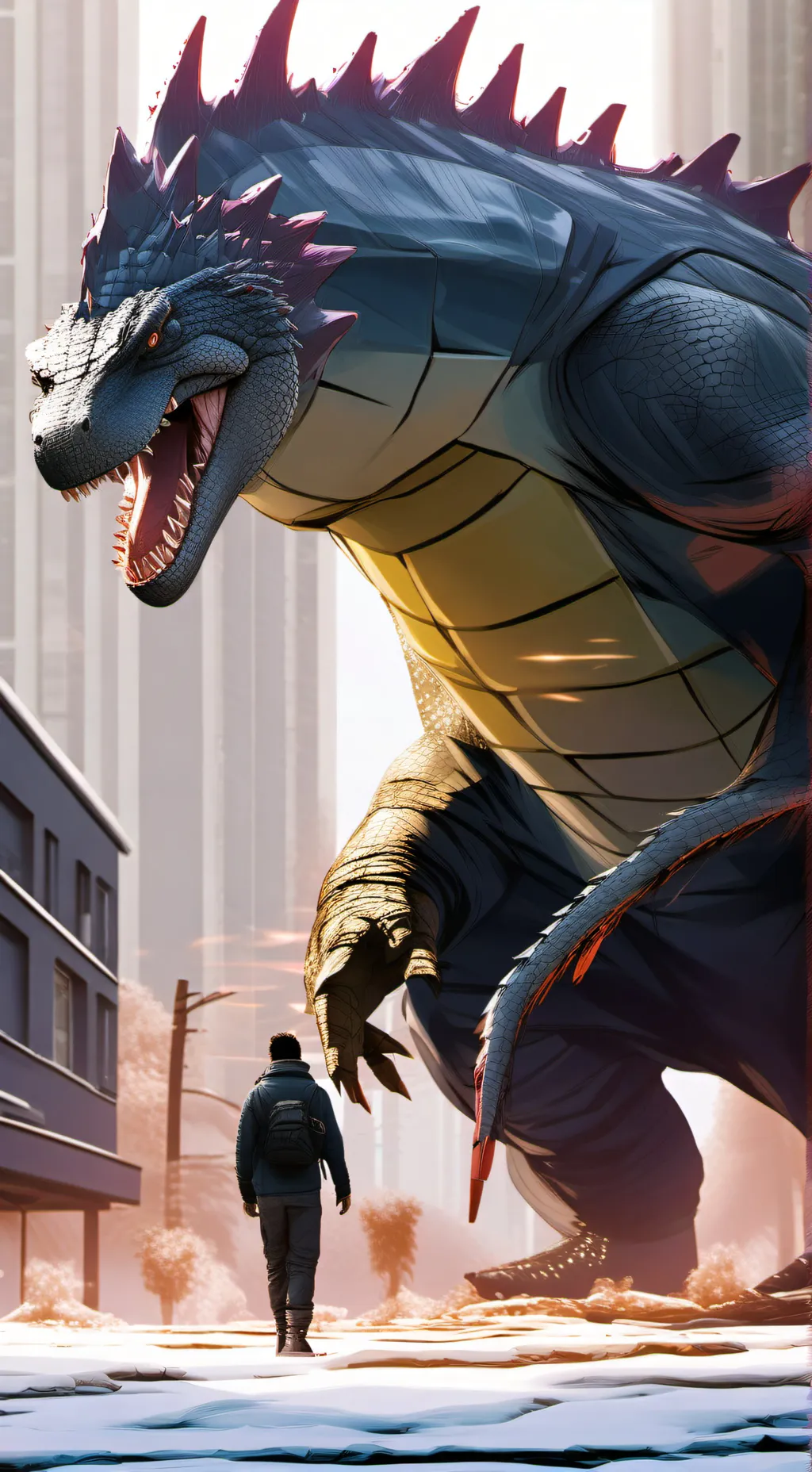 ai character: godzilla background