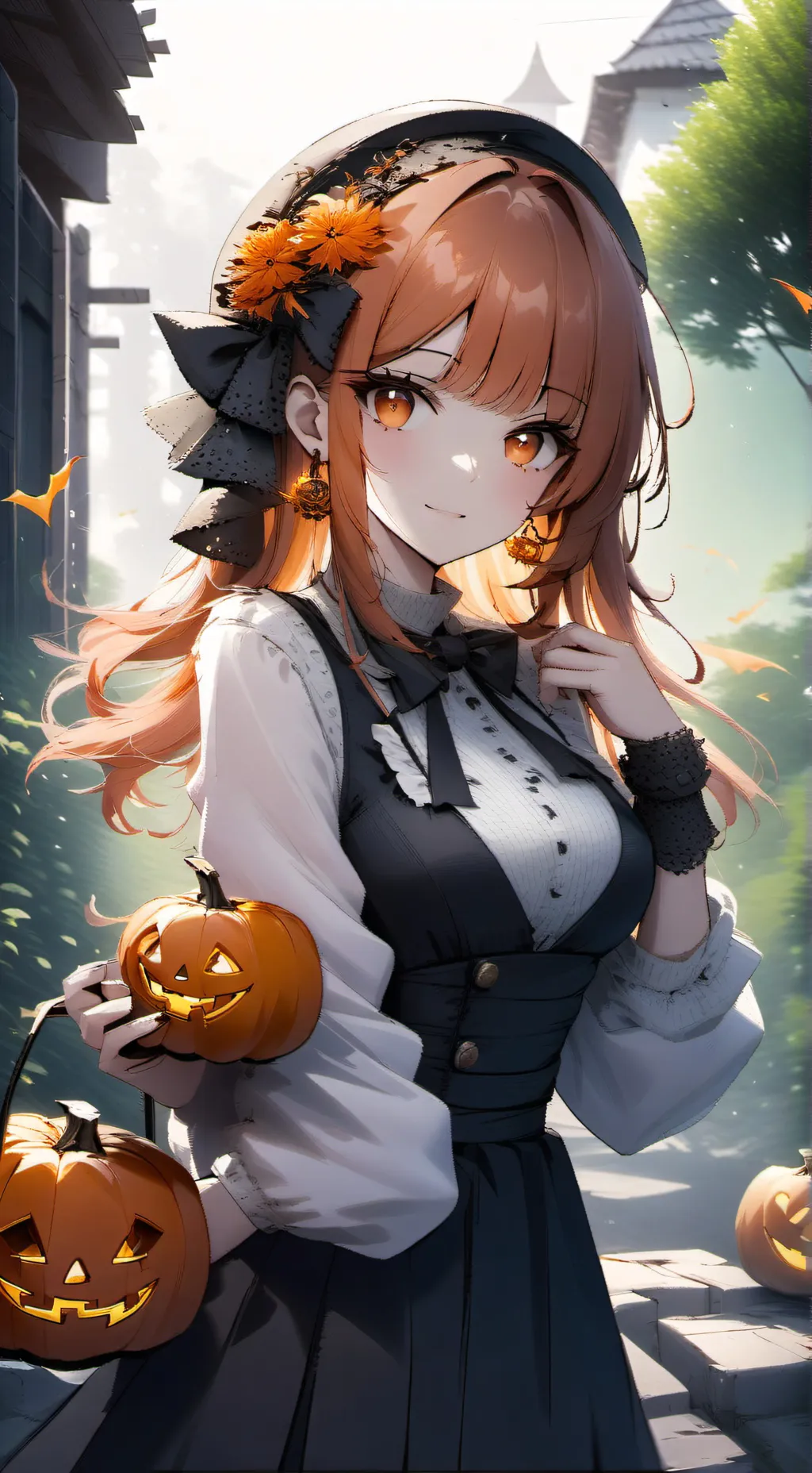 ai character: hallowen girl background