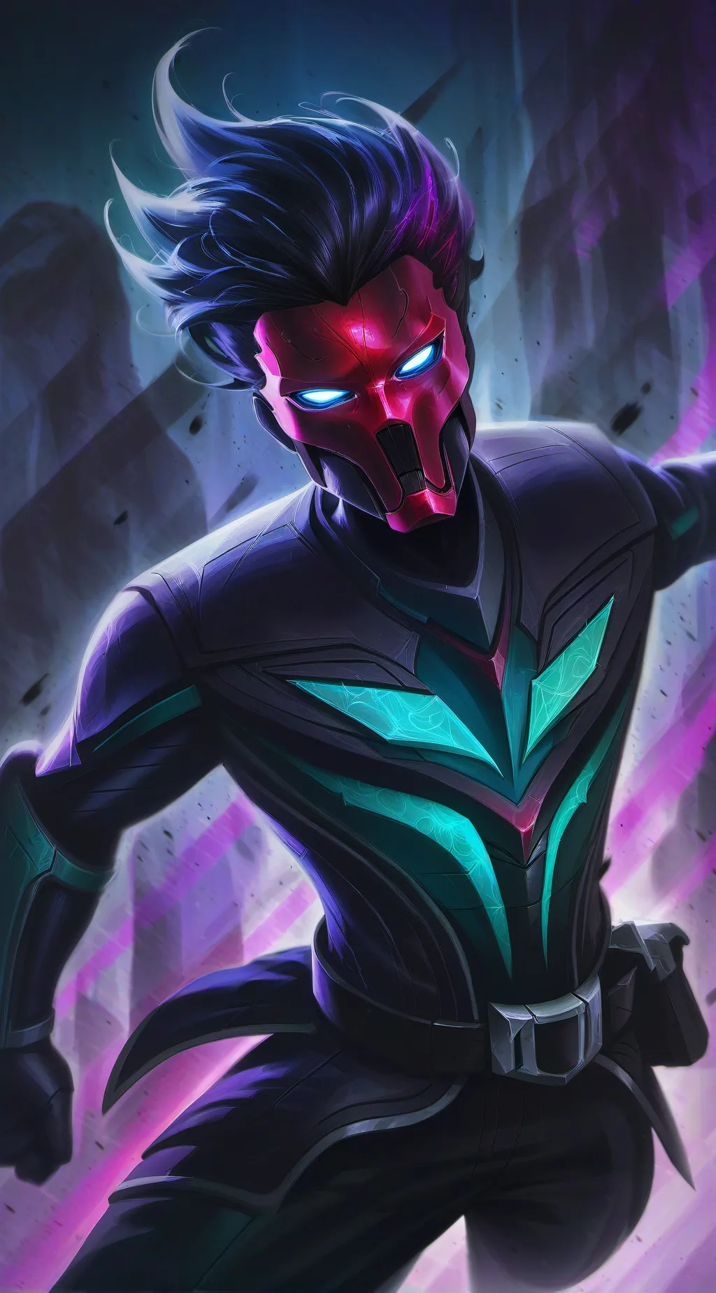 ai character: Broken Red background