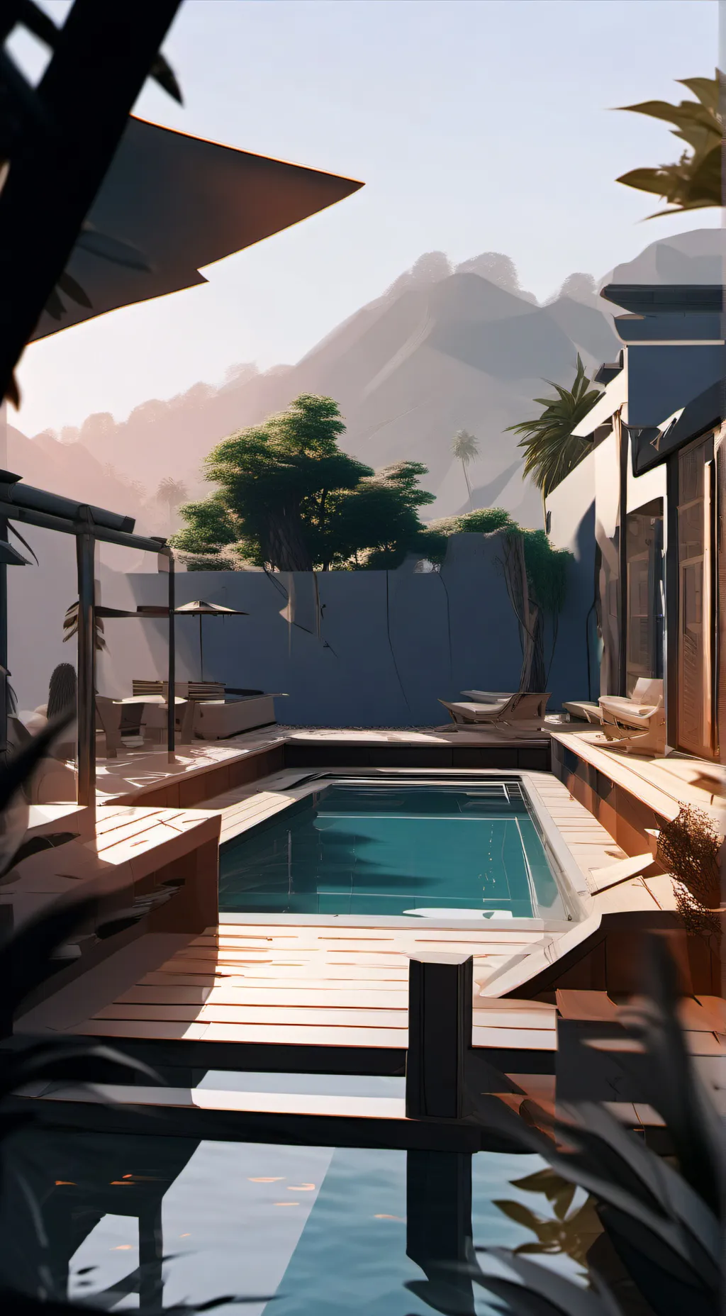 ai character: pool party background