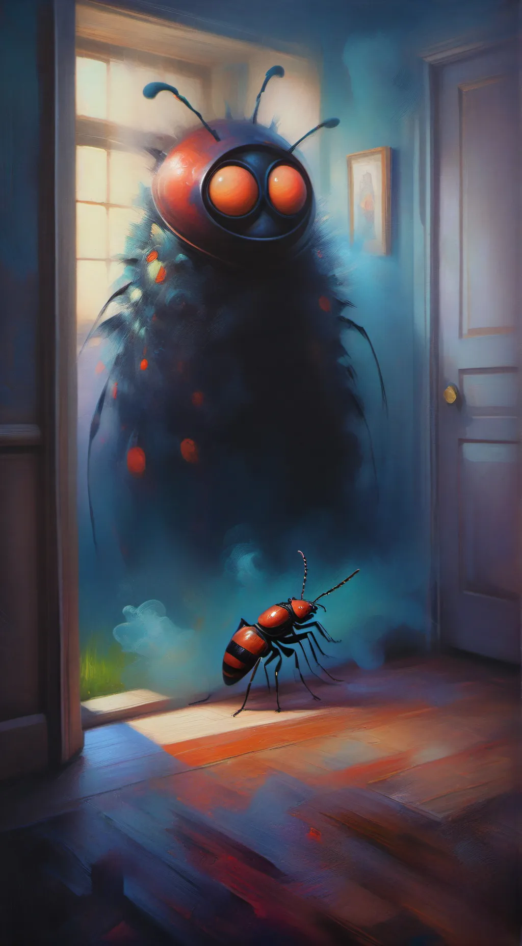 ai character: A strange house background