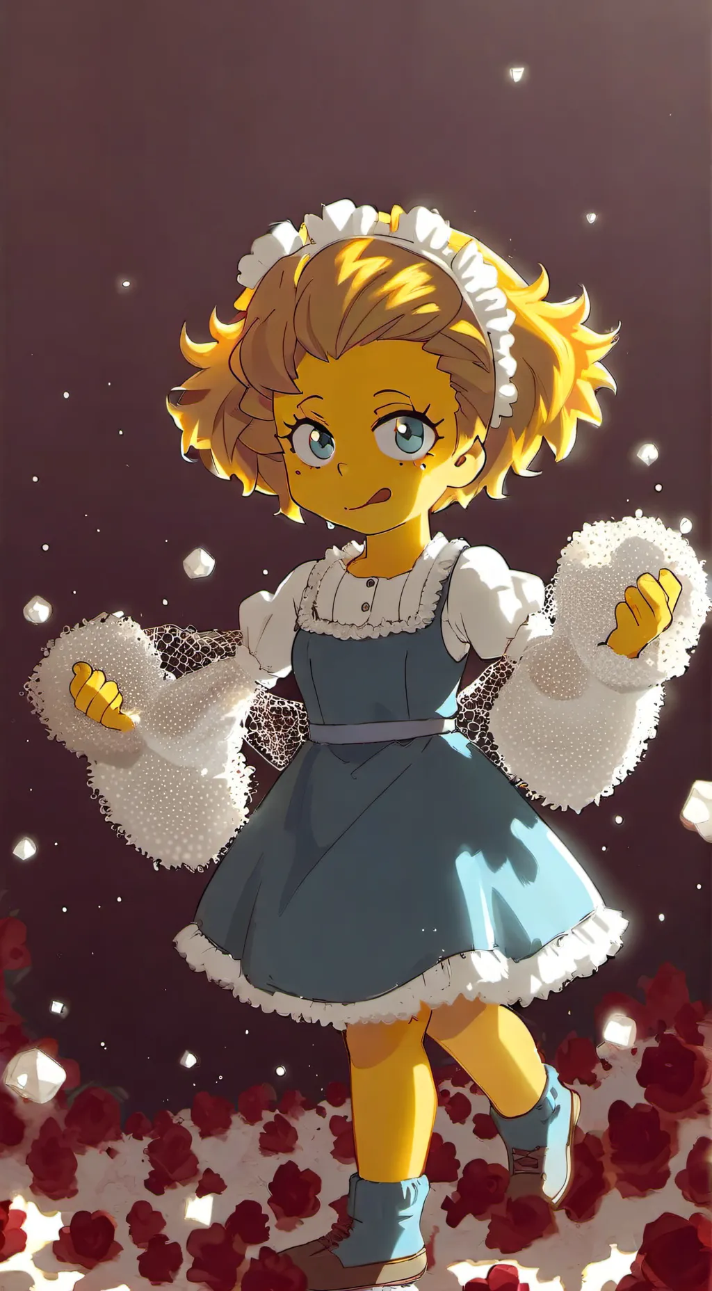 ai character: Maggie simpson  background