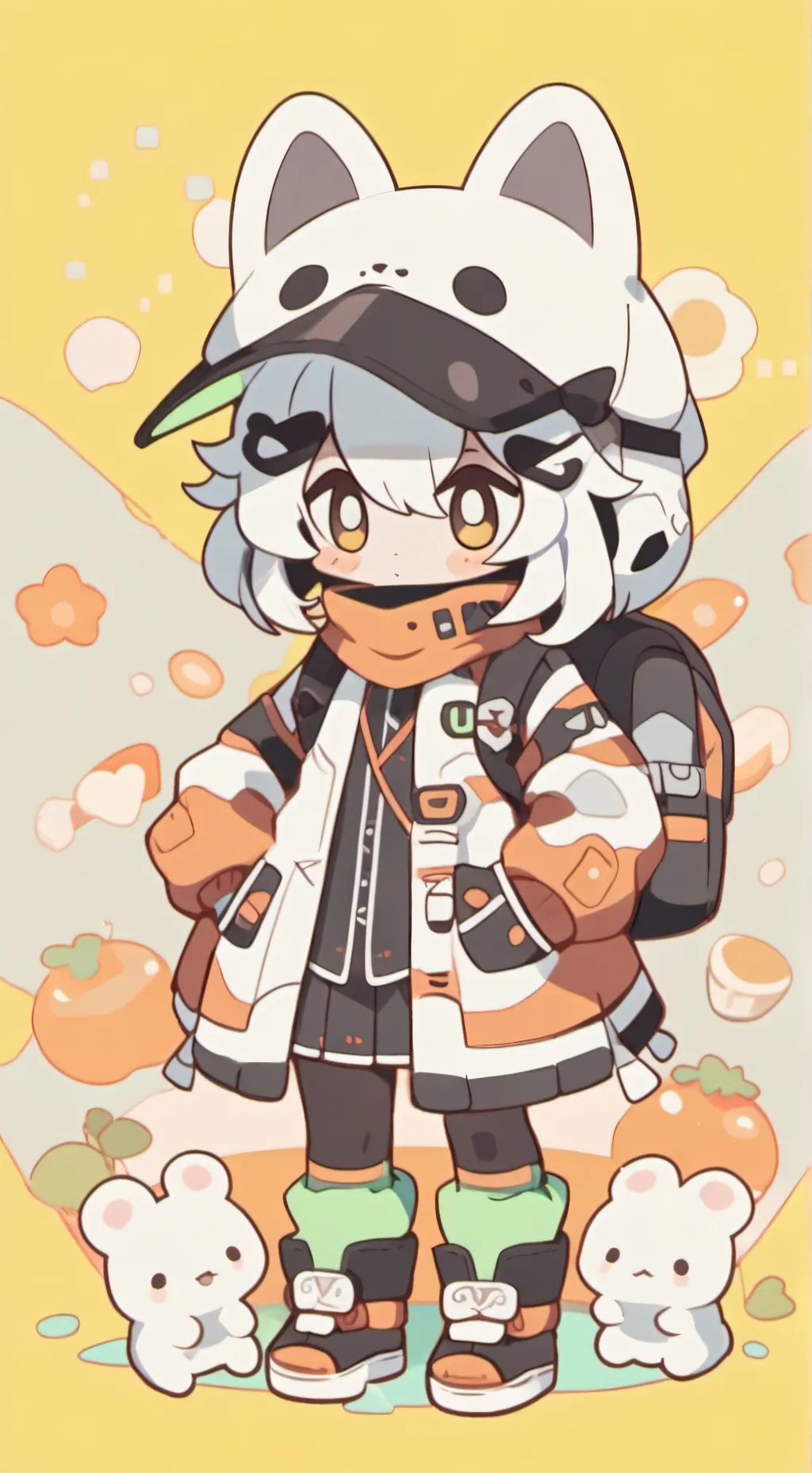 ai character: 하얀 고양이 친구 background