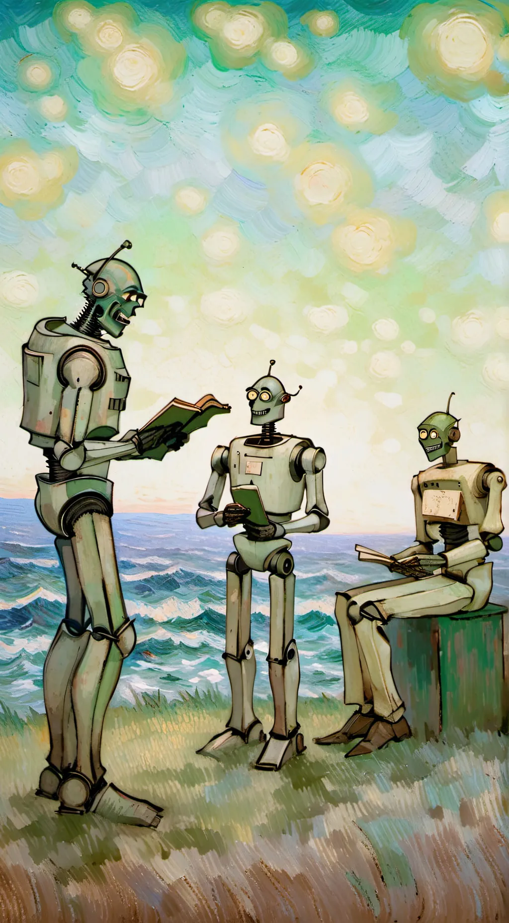 ai character: Group off robots  background