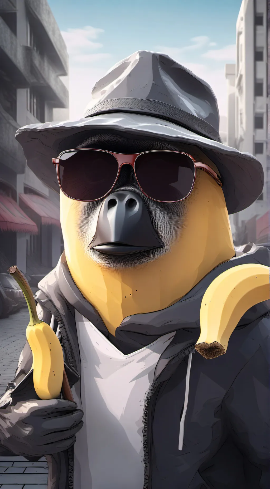 ai character: Banana Hat background