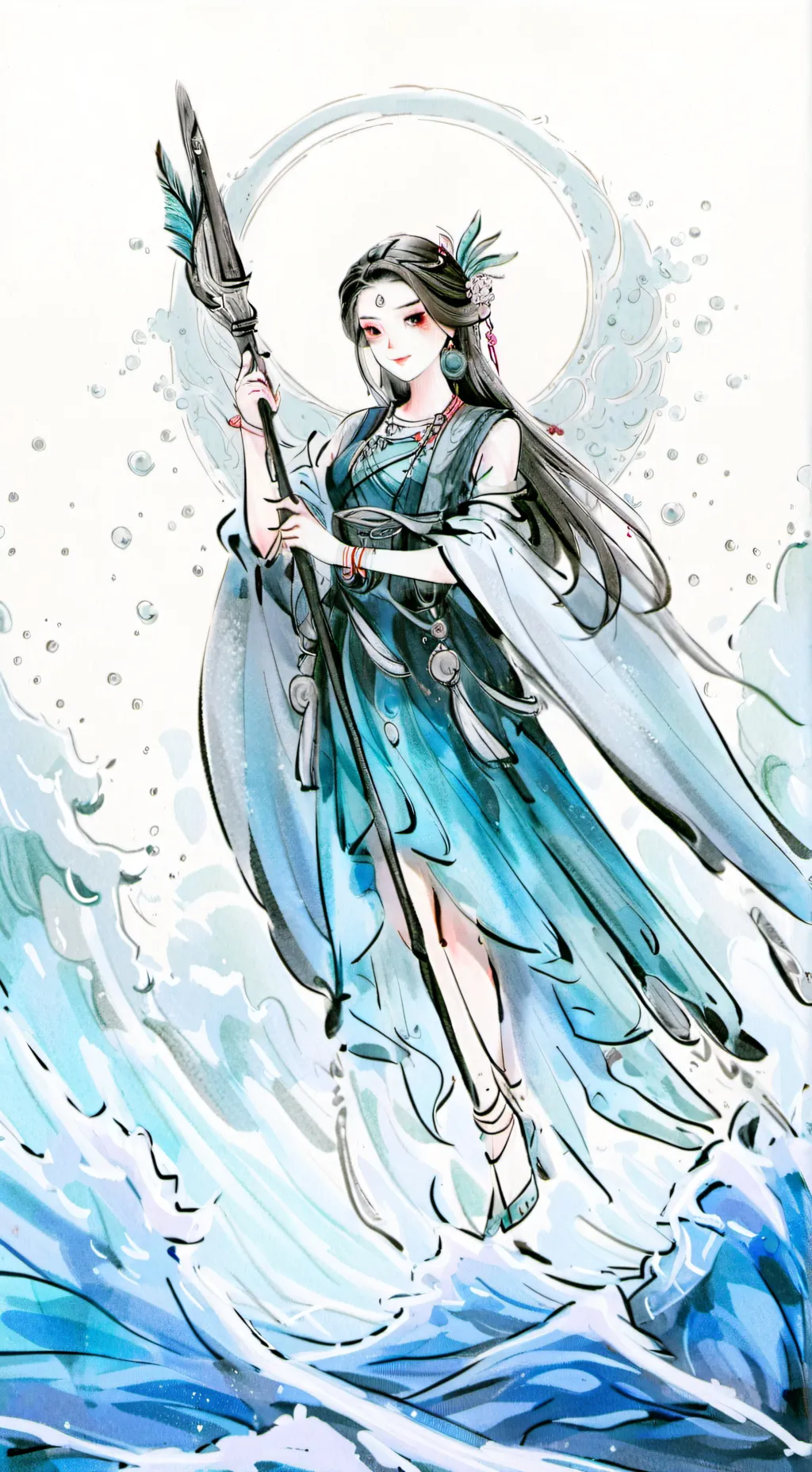 ai character: water girl background