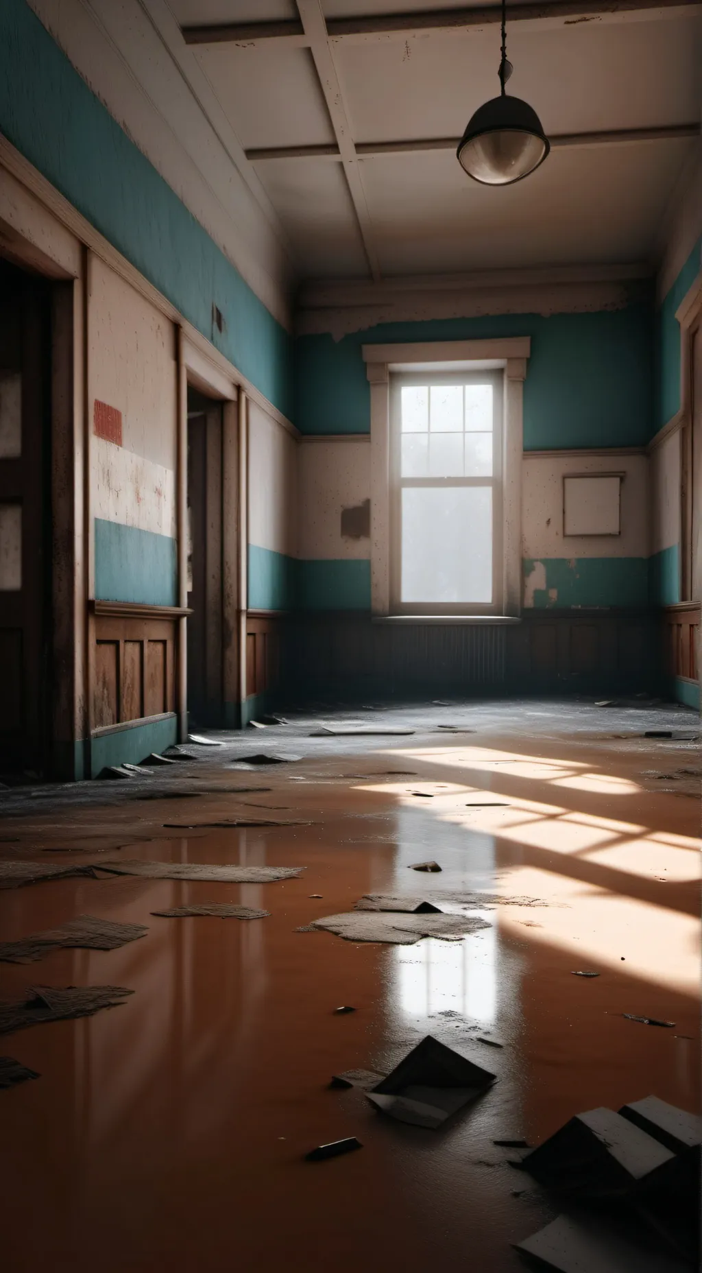ai character: abandoned school background