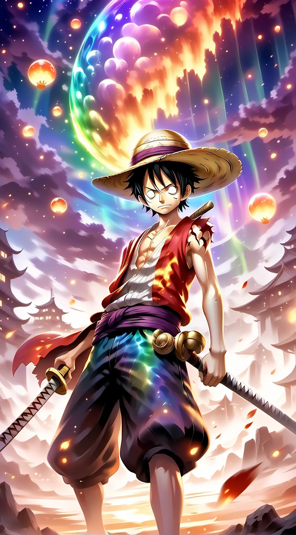 ai character: Luffy. background