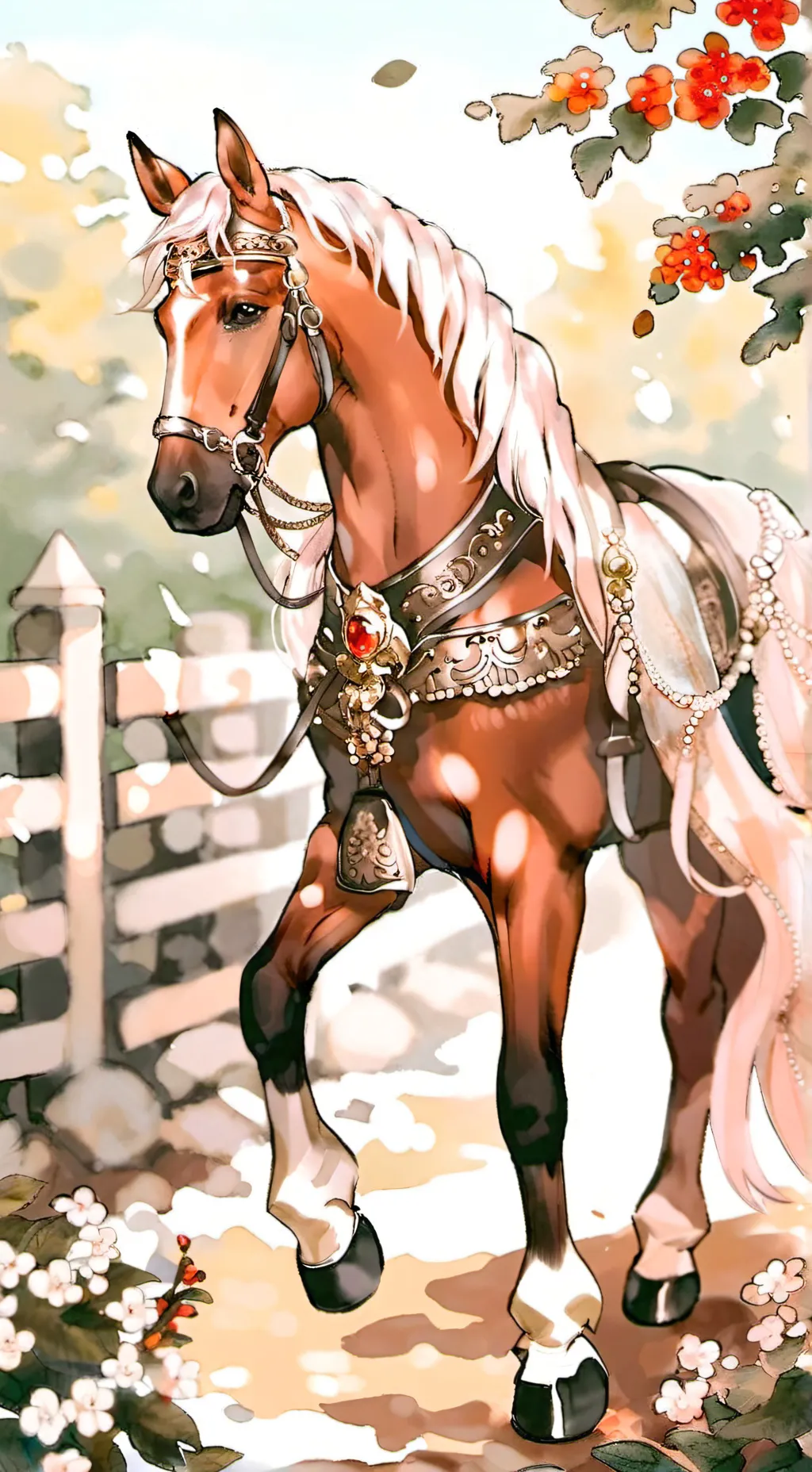 ai character: horse riding  background