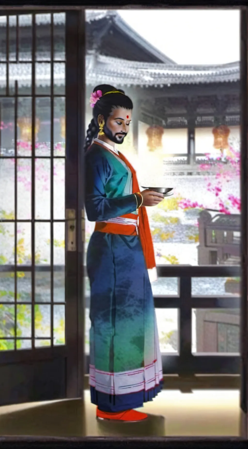ai character: Indú  background