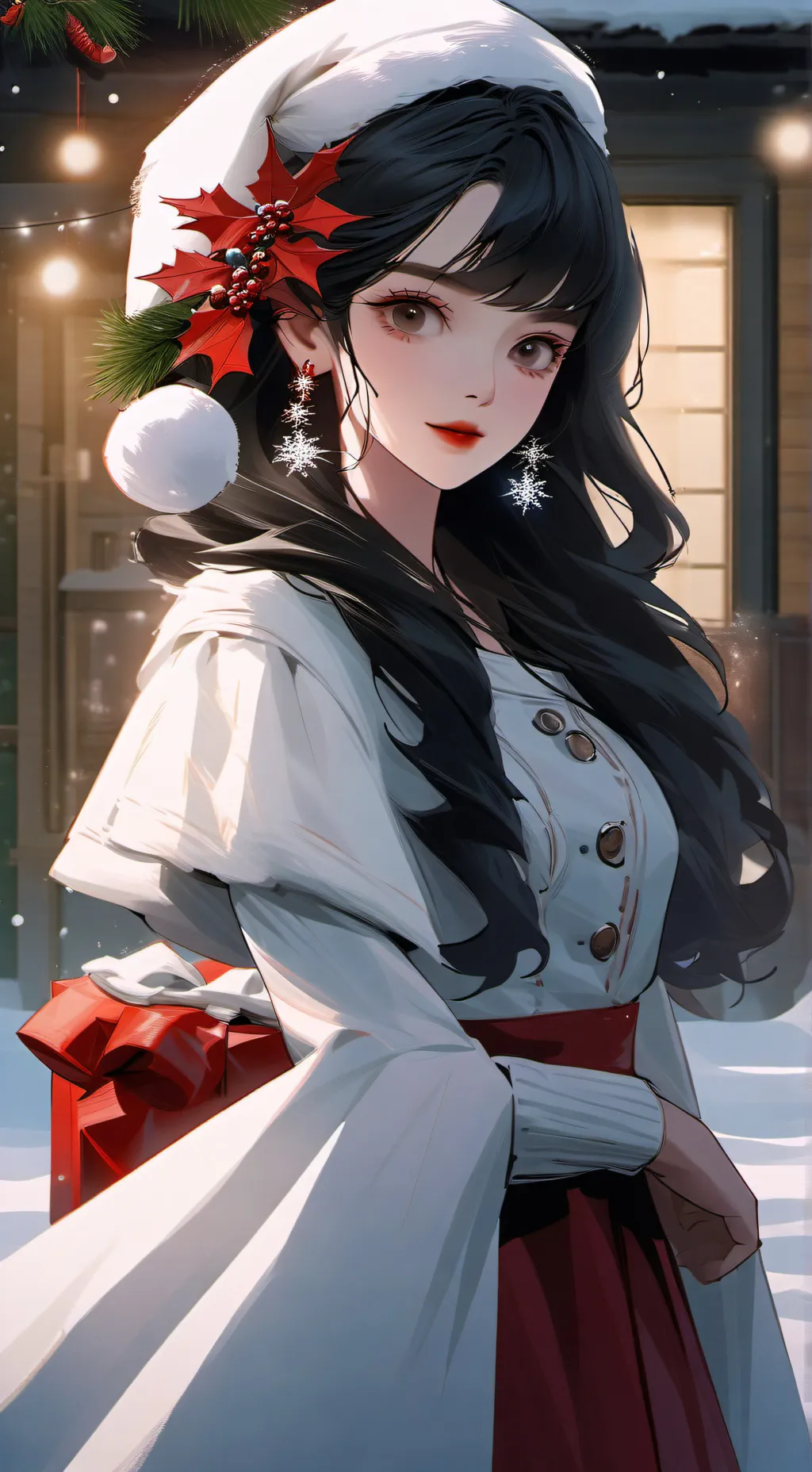 ai character: miss Santa background
