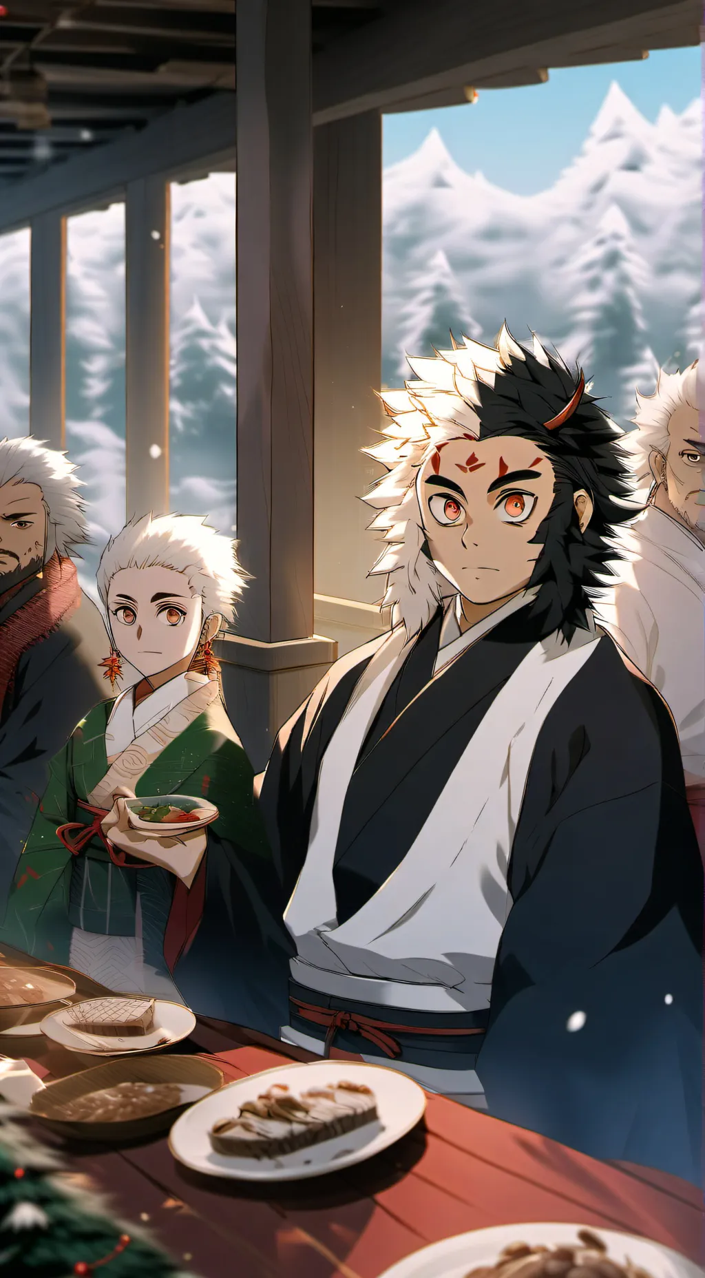ai character: kny christmas! background