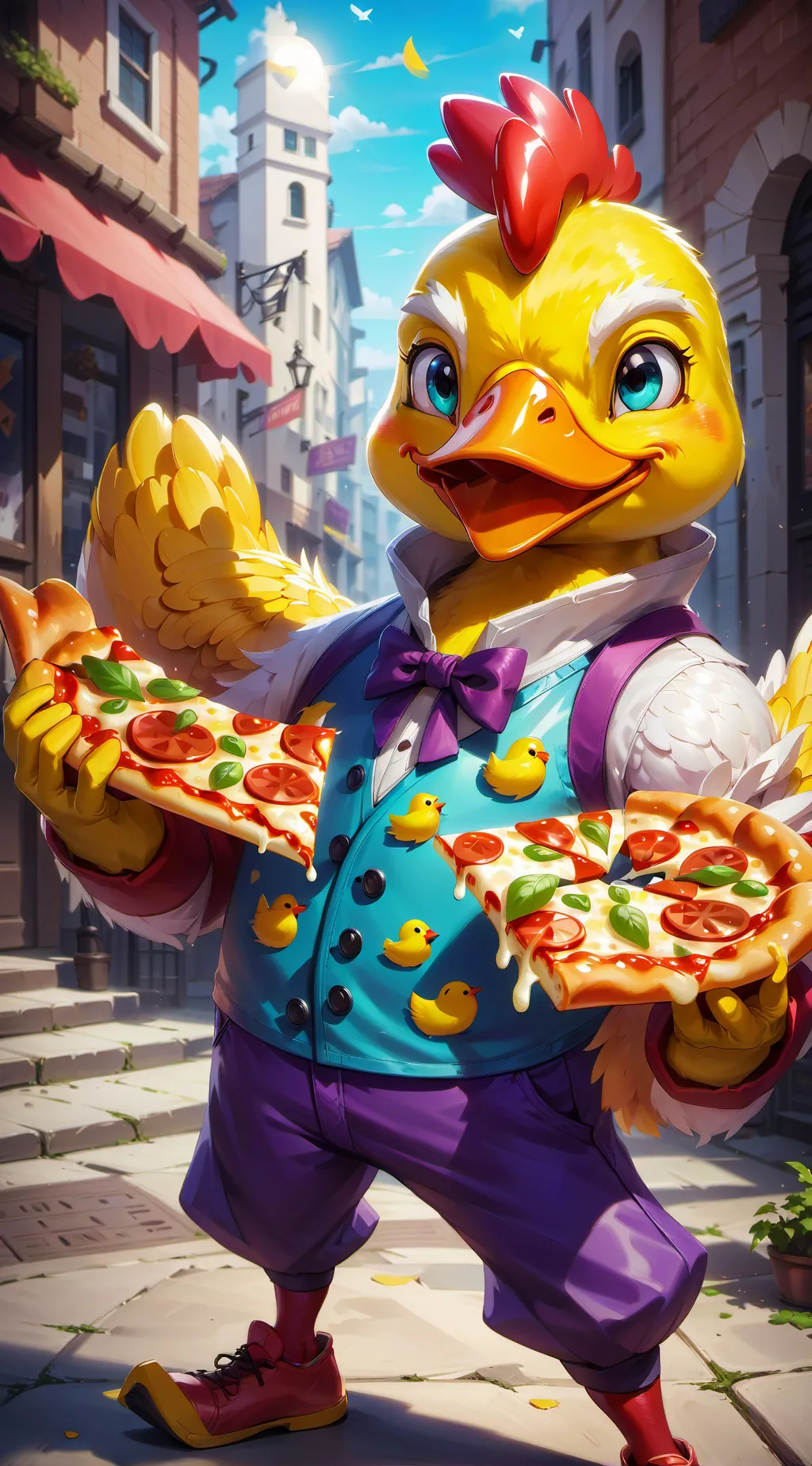 ai character: duck delivery background