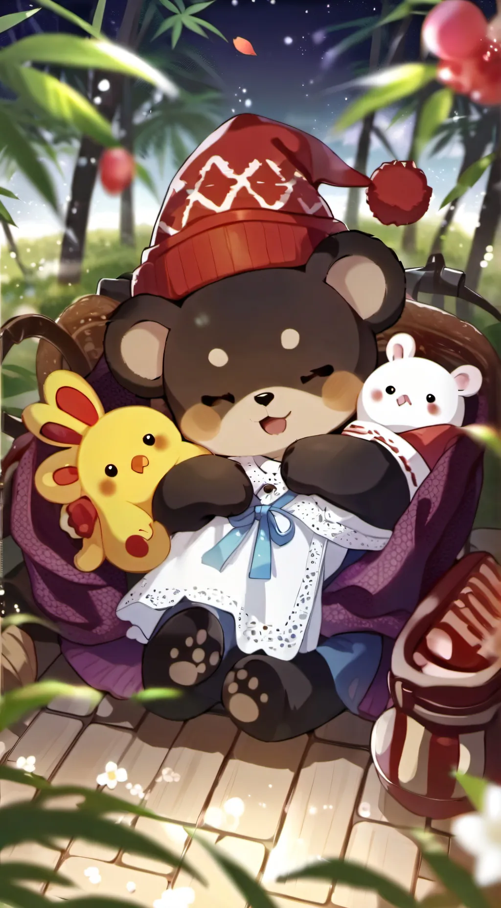ai character: smileing critters background