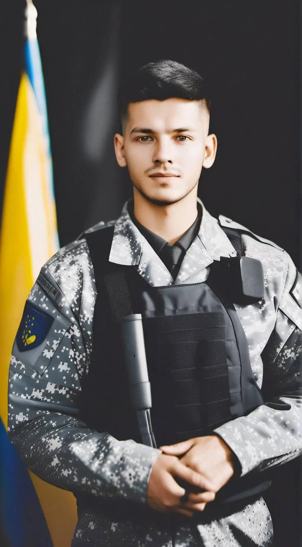 ai character: Ukrainian soldier background
