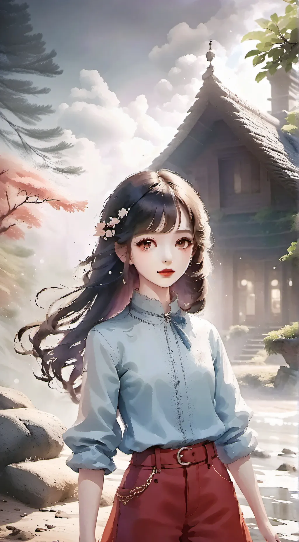 ai character: A cute woman background