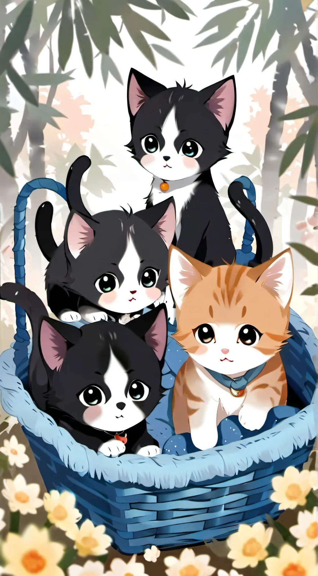 ai character: Three kittens background