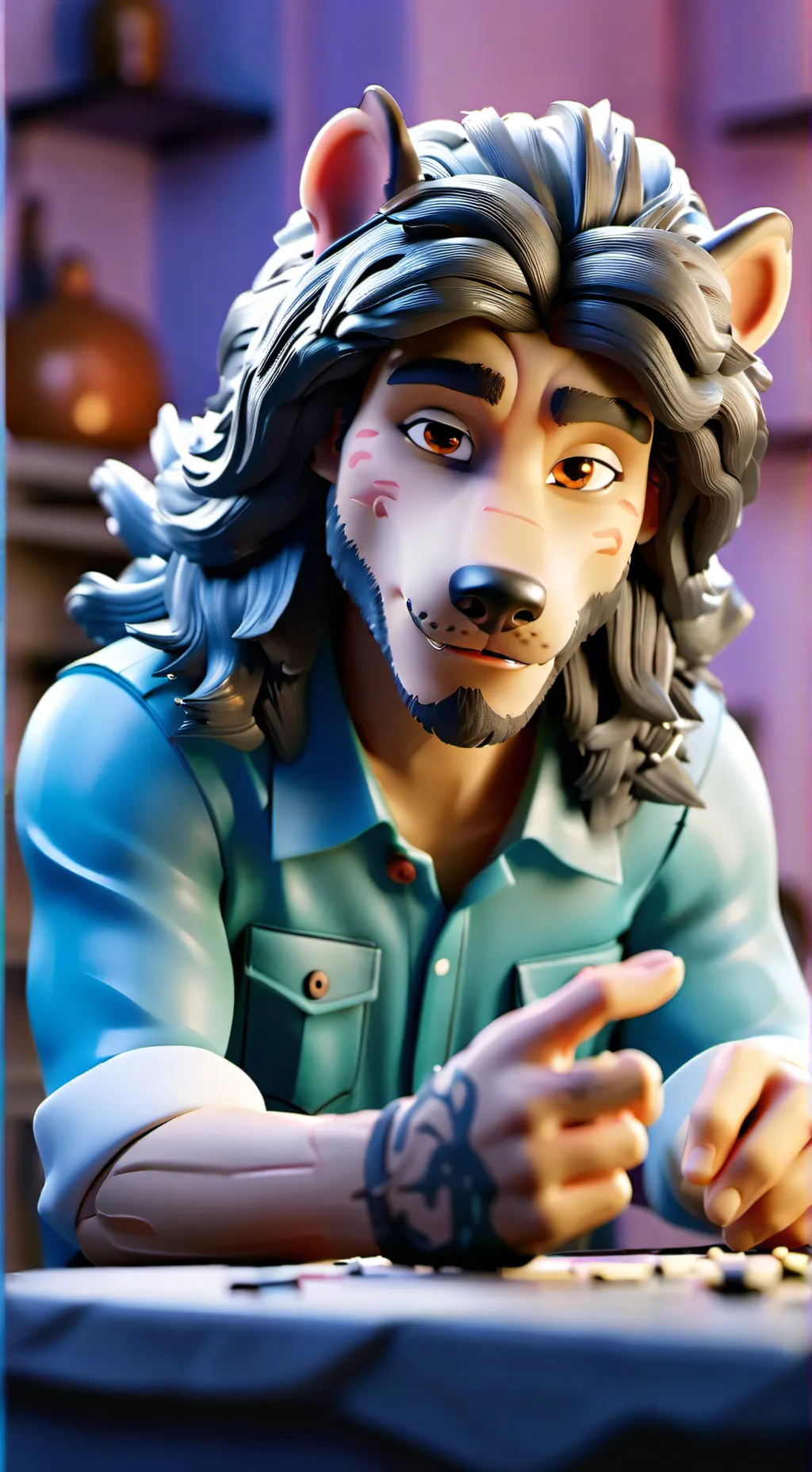ai character: lobo gentil  background