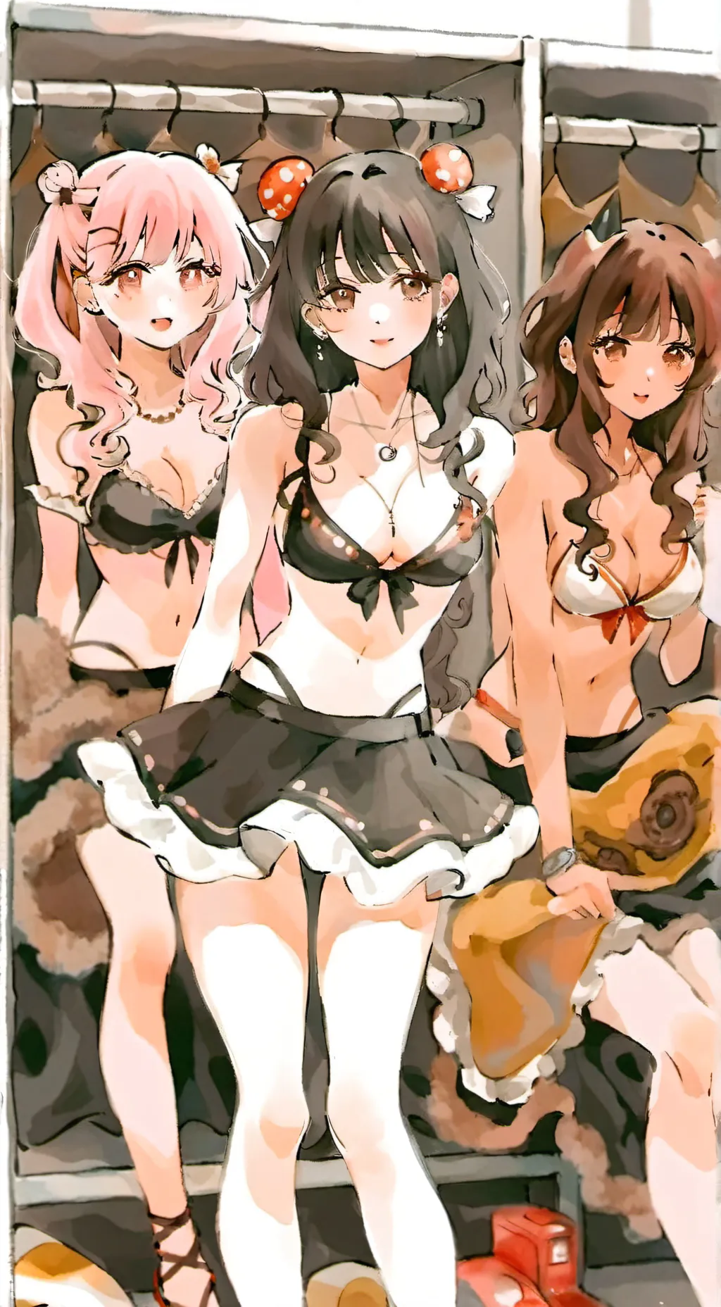 ai character: pool girls background