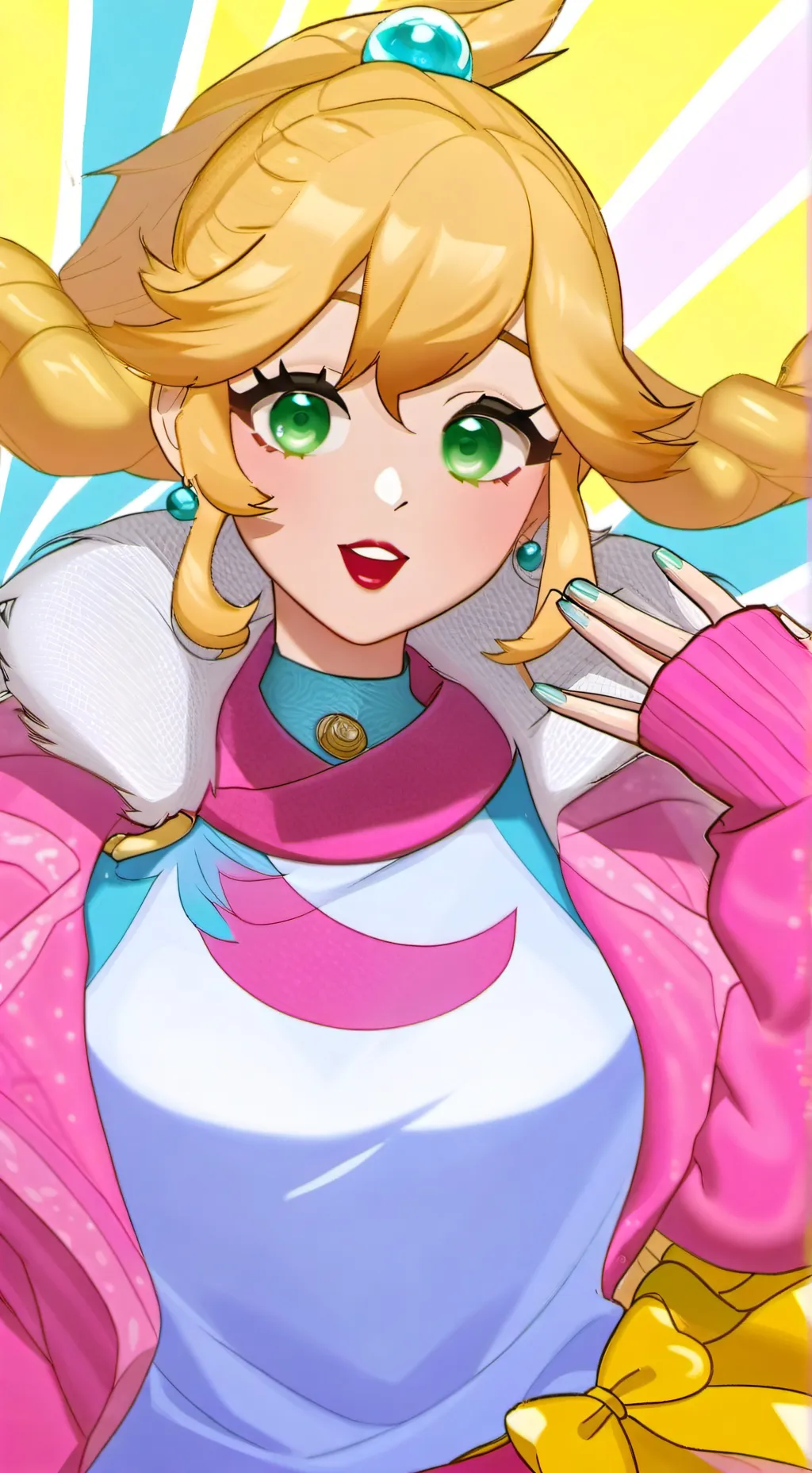 ai character: Princess Peach  background