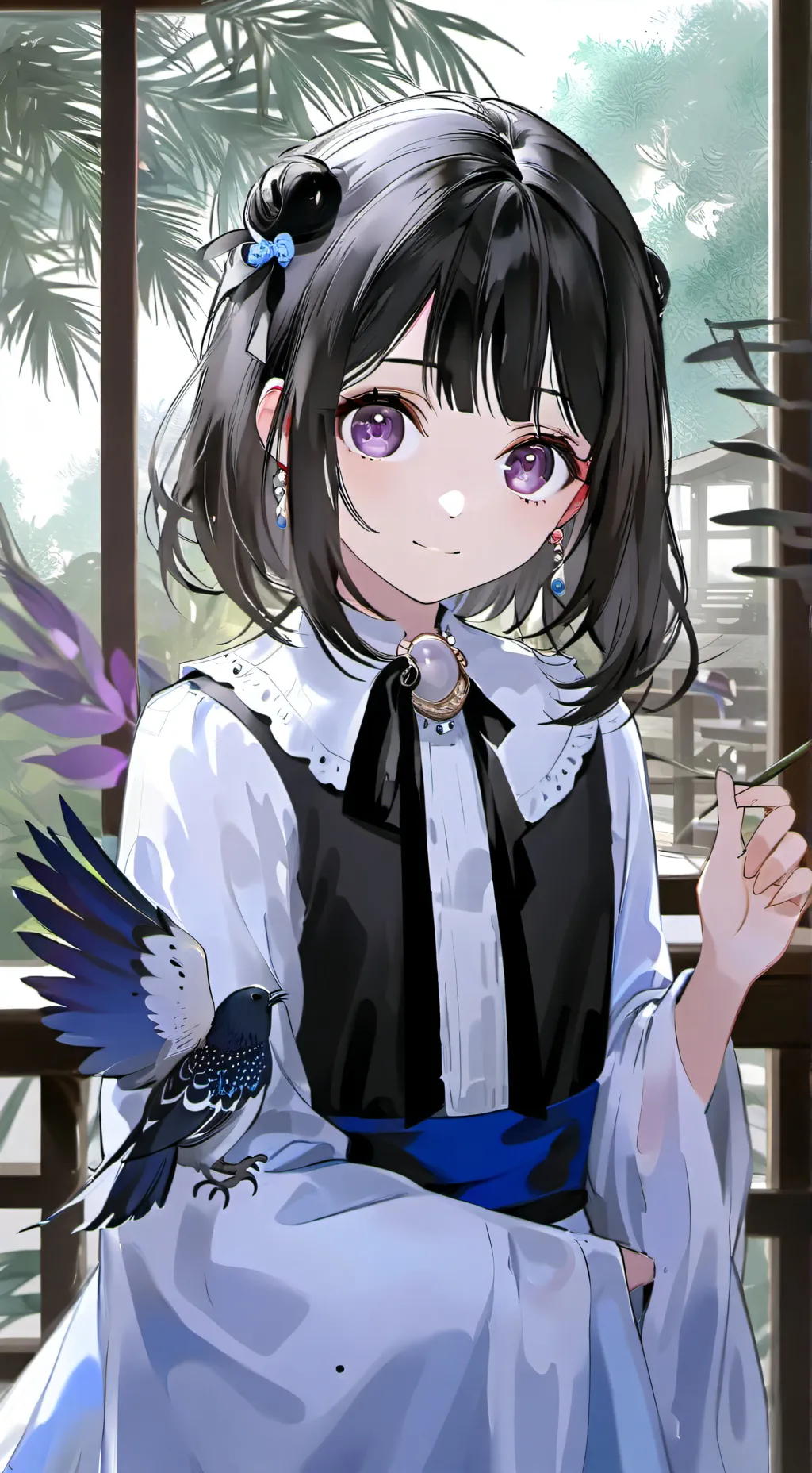 ai character: Purplina Quail Spirit background