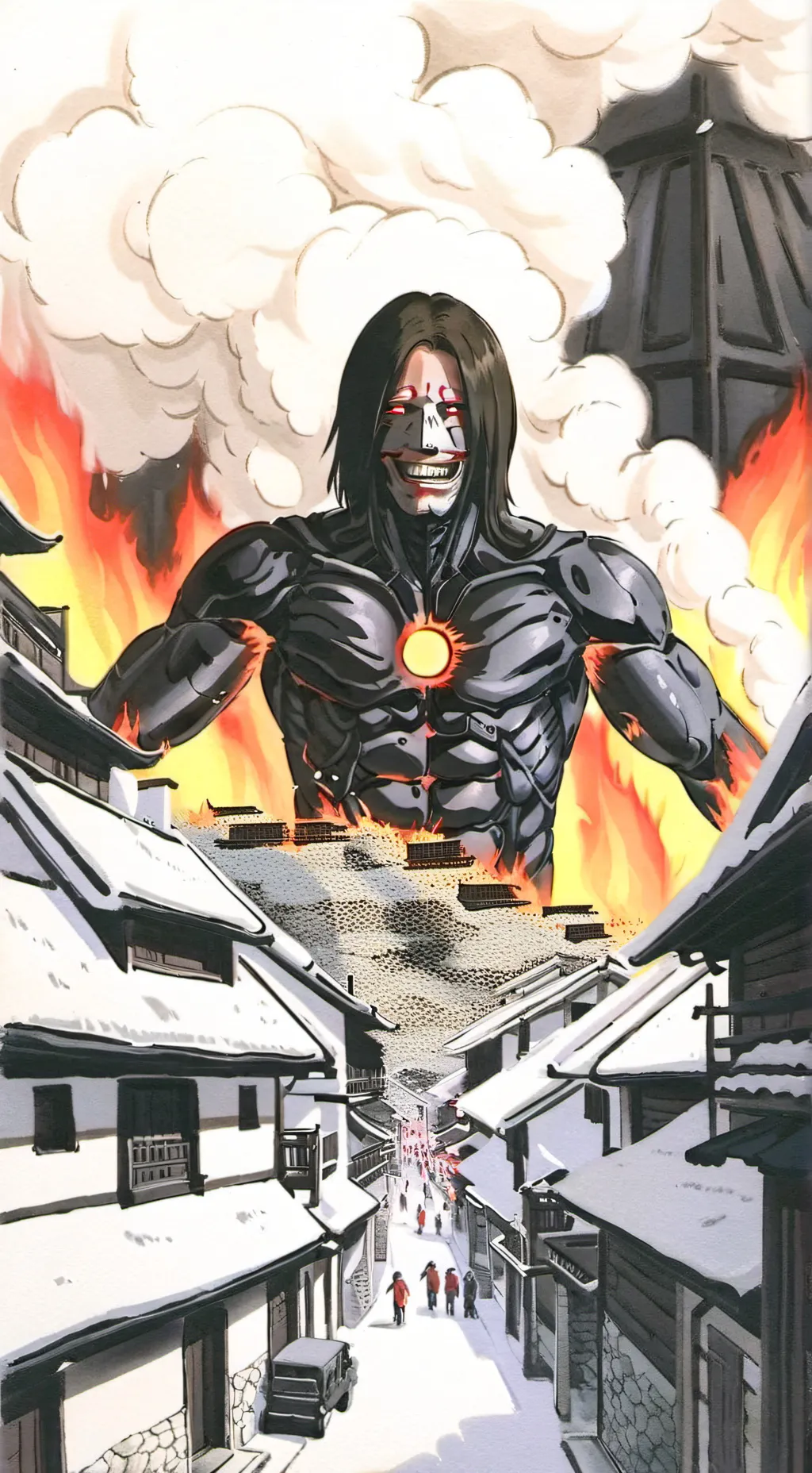 ai character: aot wall breach background