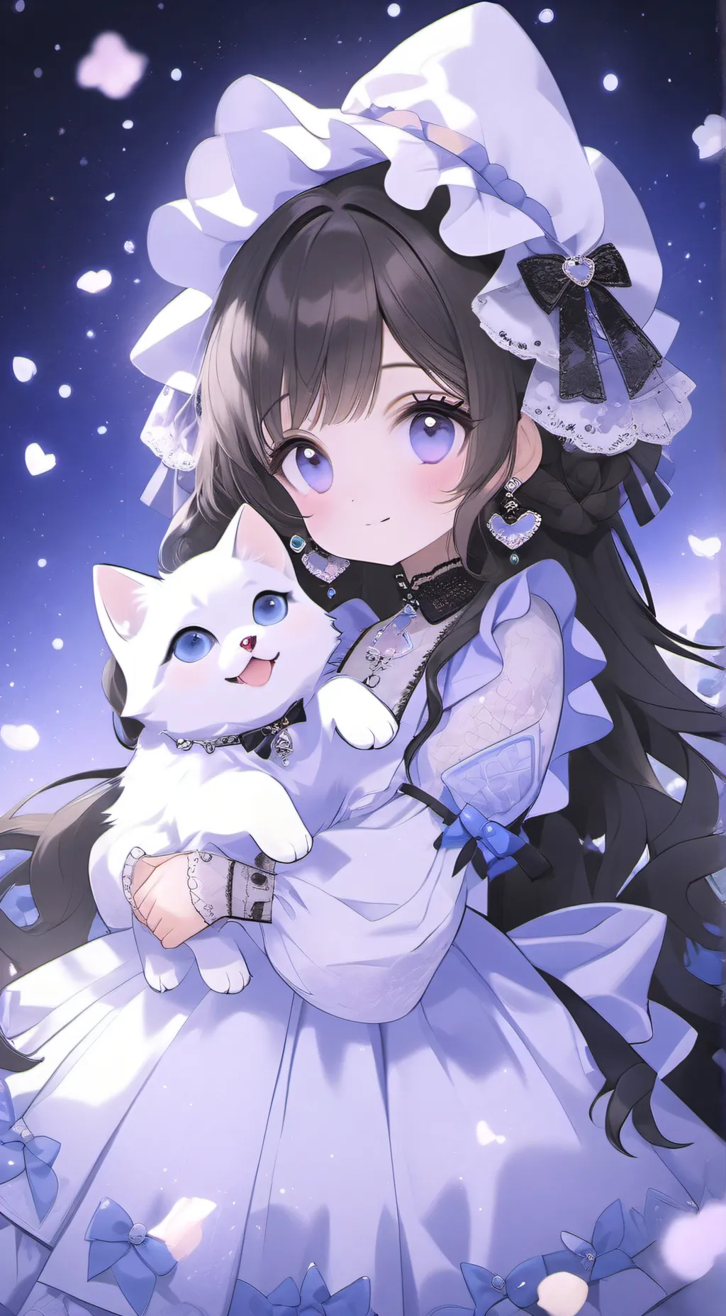 ai character: Niña con su gatito background