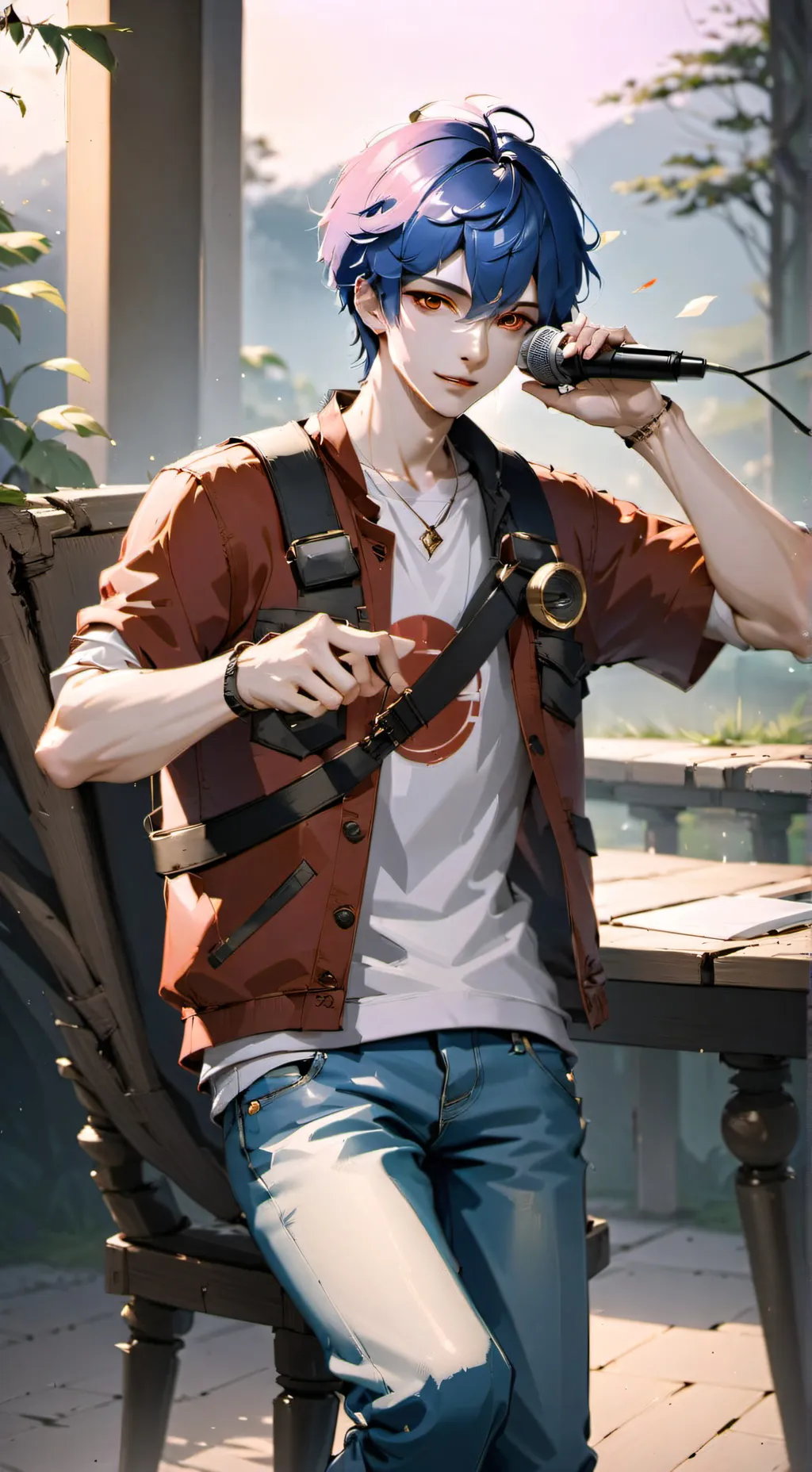 ai character: Bf from fnf background