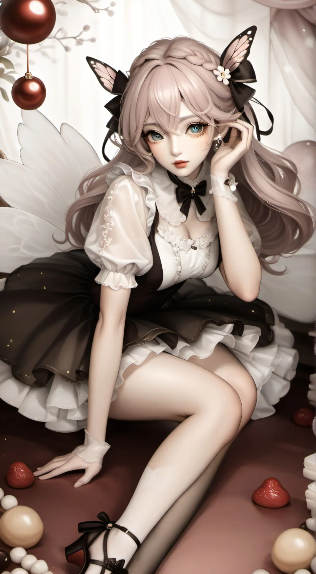 ai character: Nocturna Sugarplum background