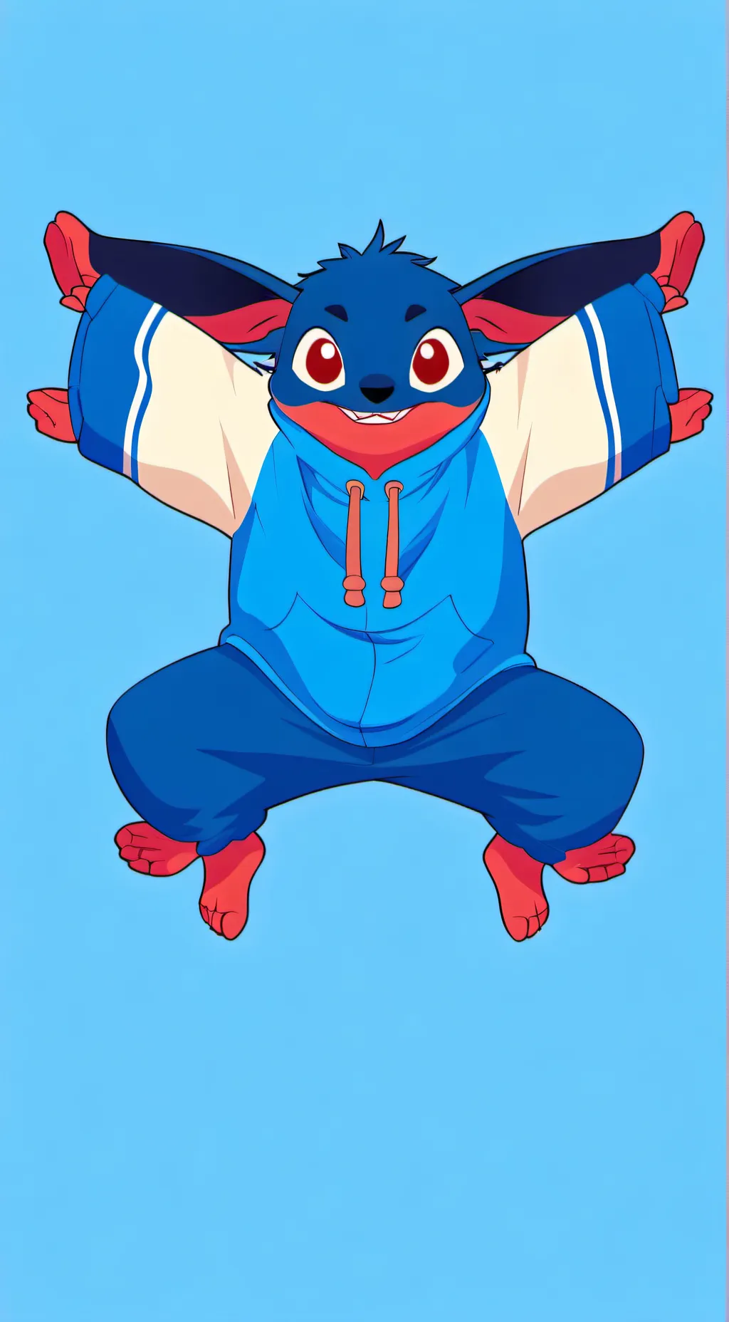 ai character: Red stitch two background
