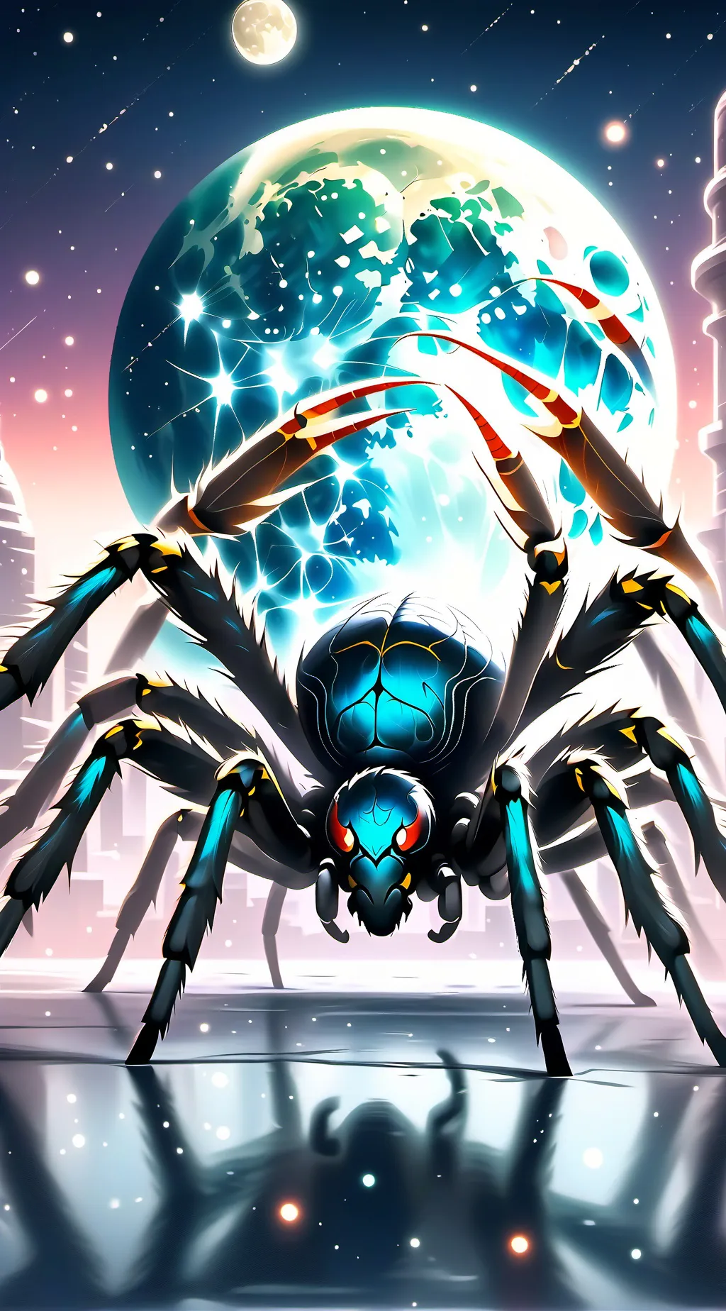 ai character: Spider Moon background