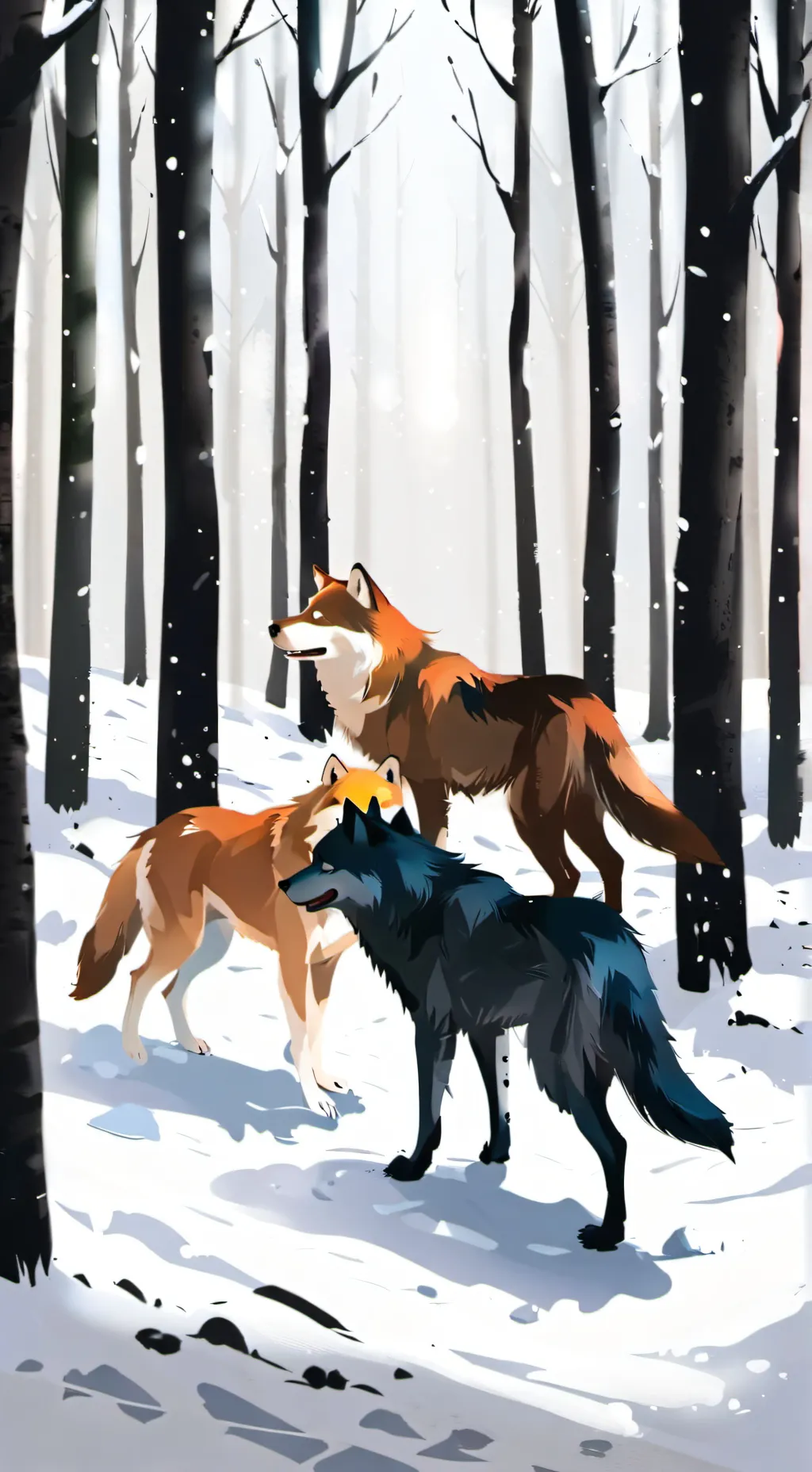 ai character: Christmas wolves background