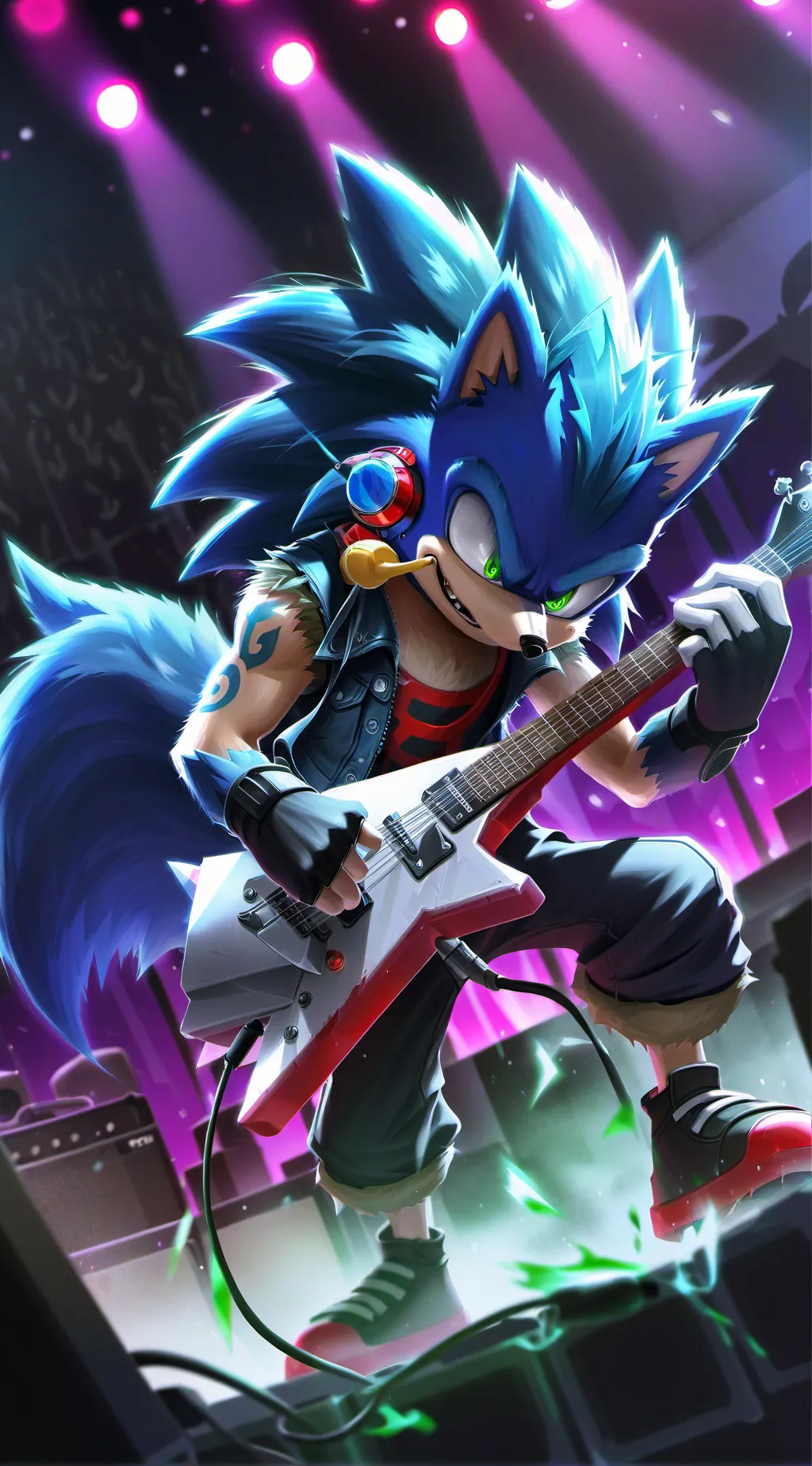 ai character: RockStar Sonic background