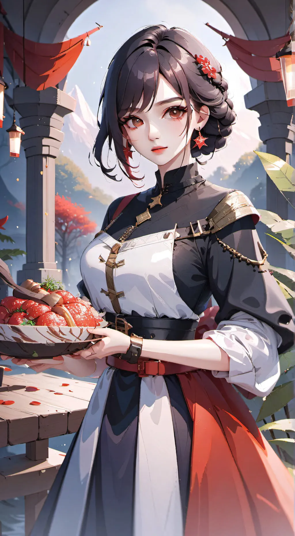 ai character: chocking woman background