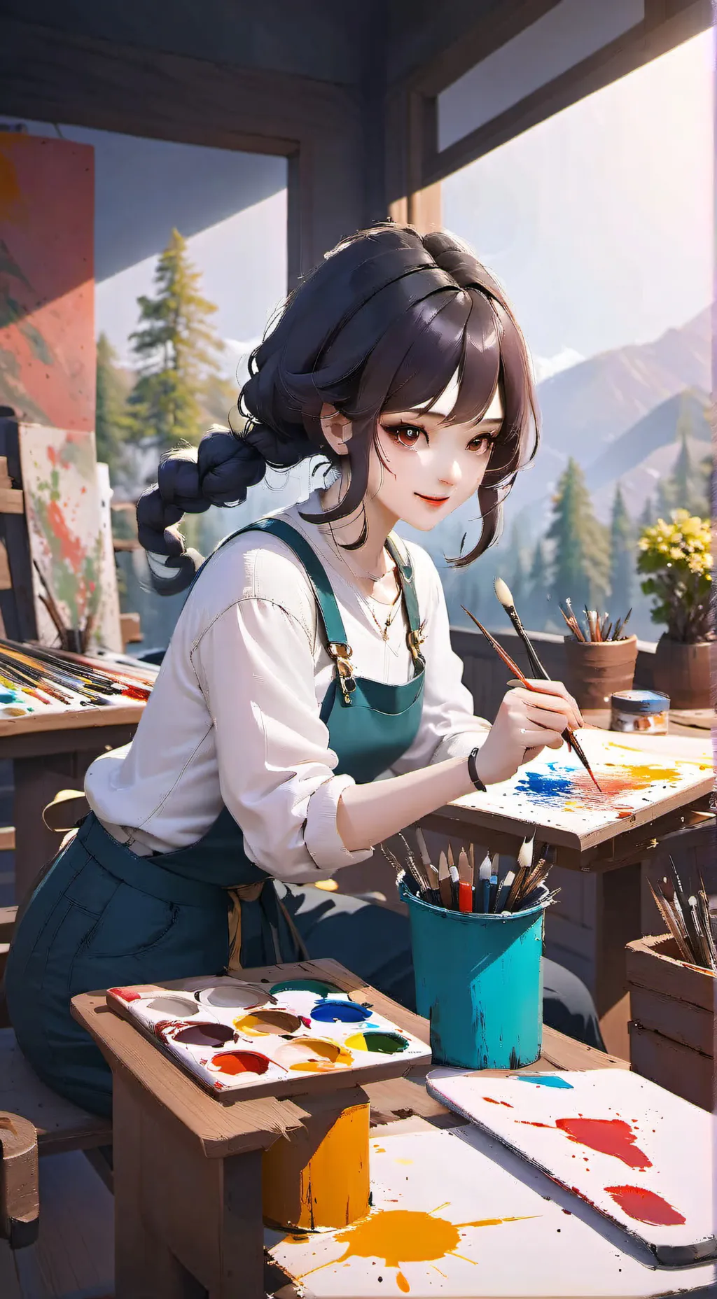 ai character: Violet background