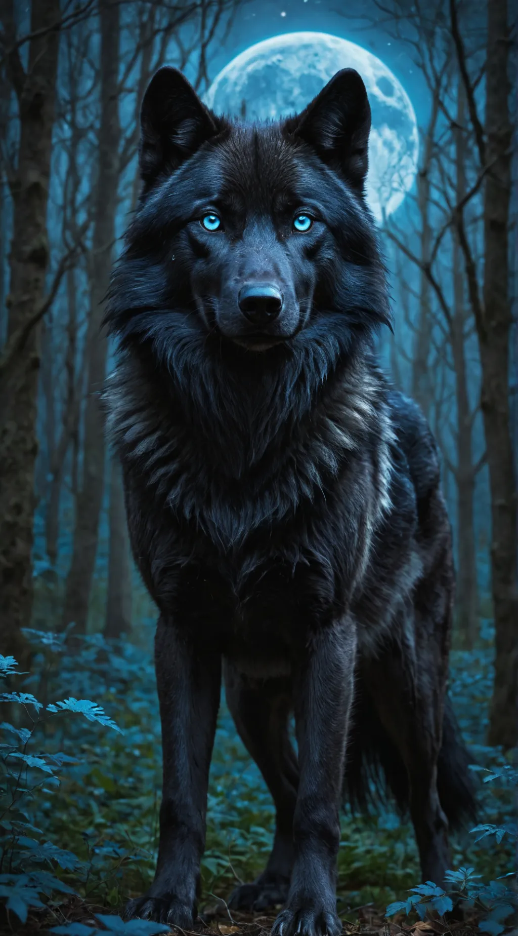 ai character: blue moon wolf 🌑 background
