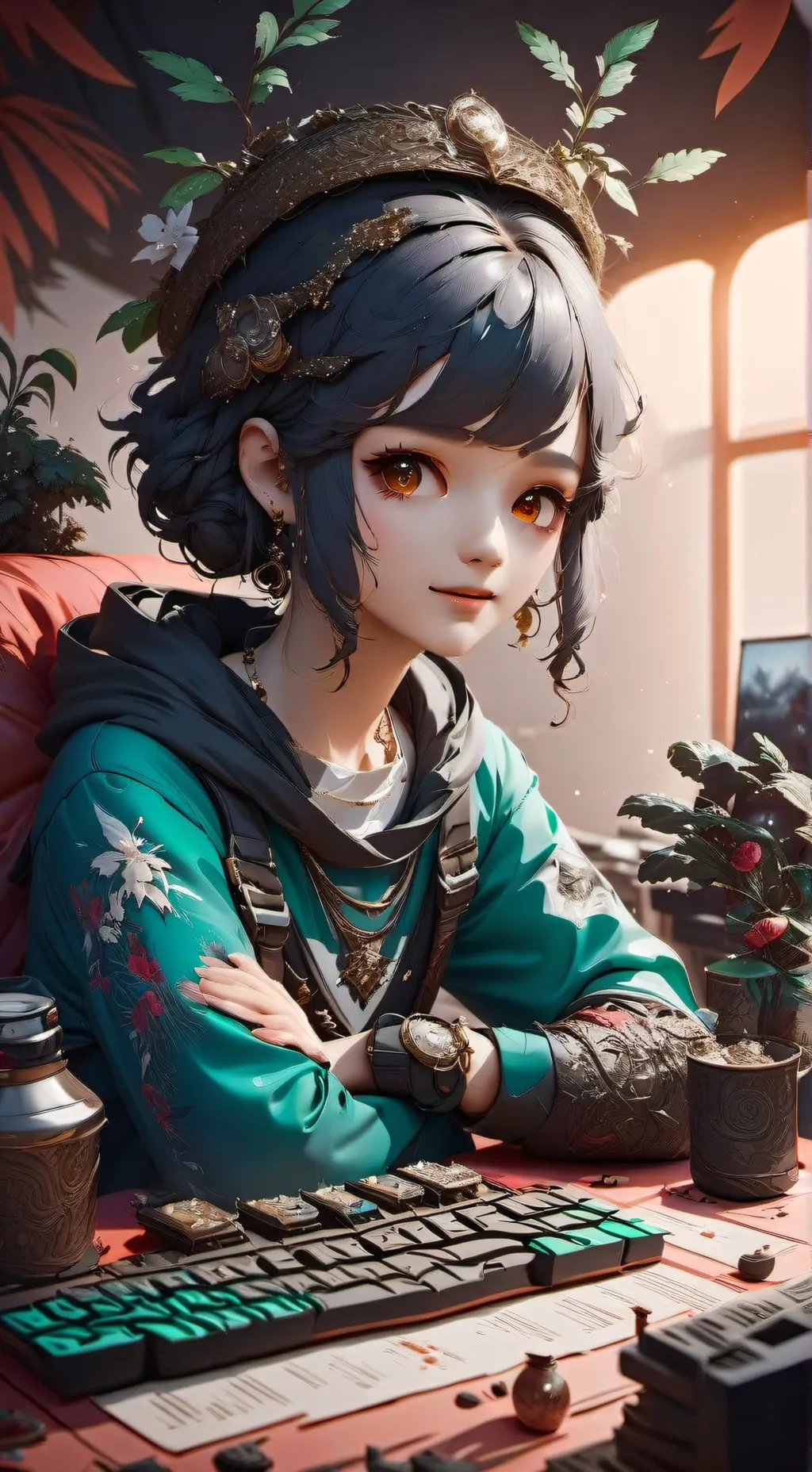 ai character: 🟢🟩💚Lily Gamer🟩🟢💚 background