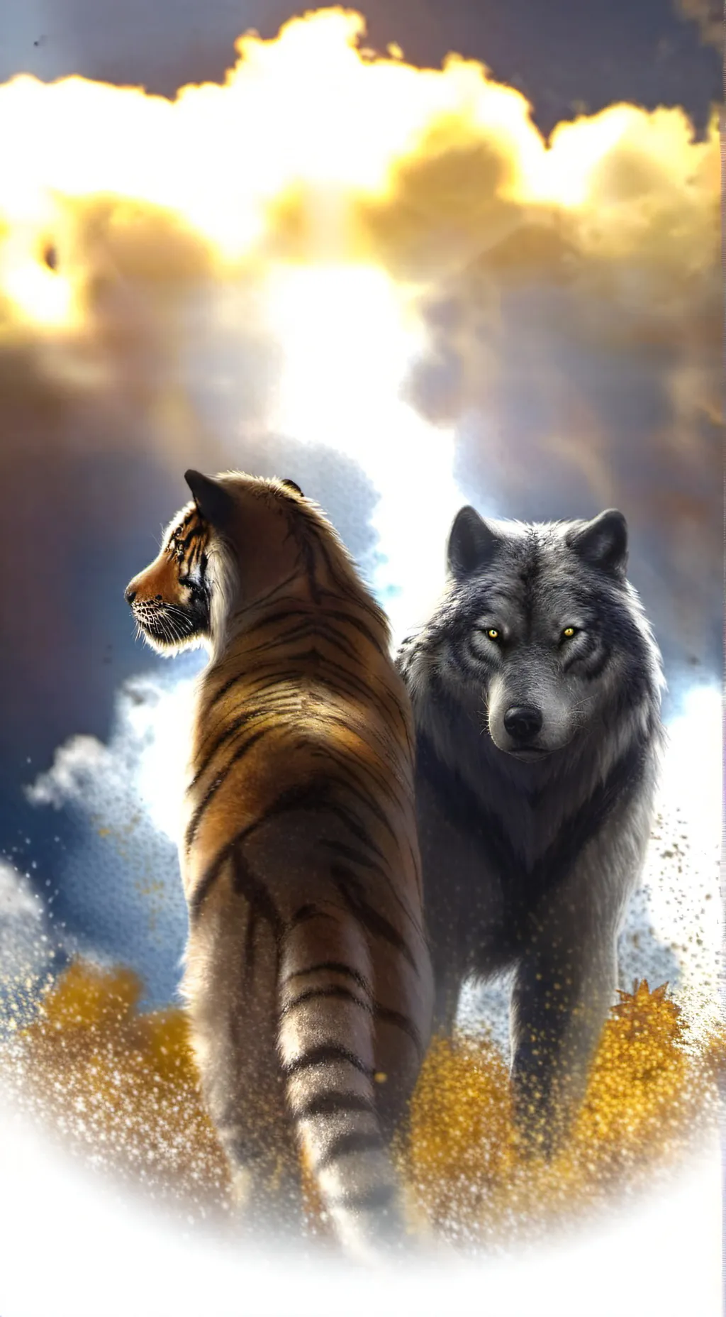 ai character: Wolfy and Tigg  background