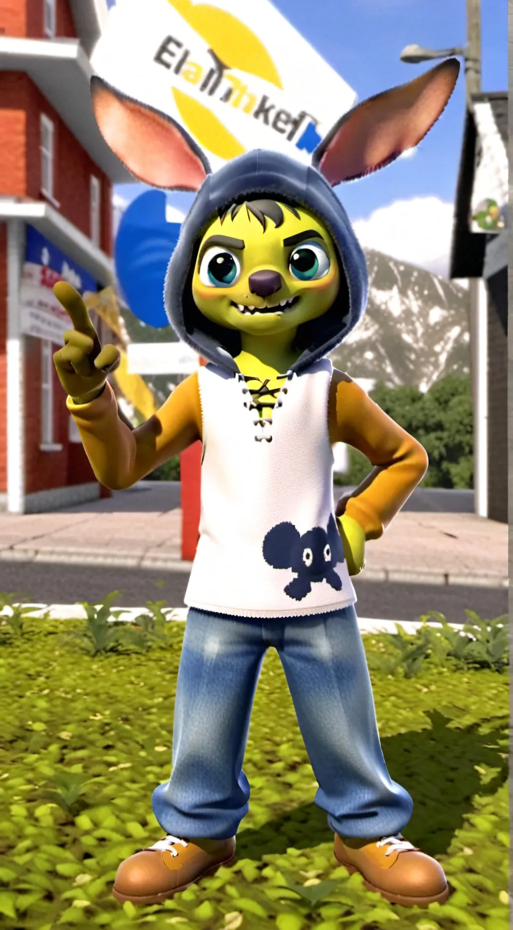 ai character: stitch  background