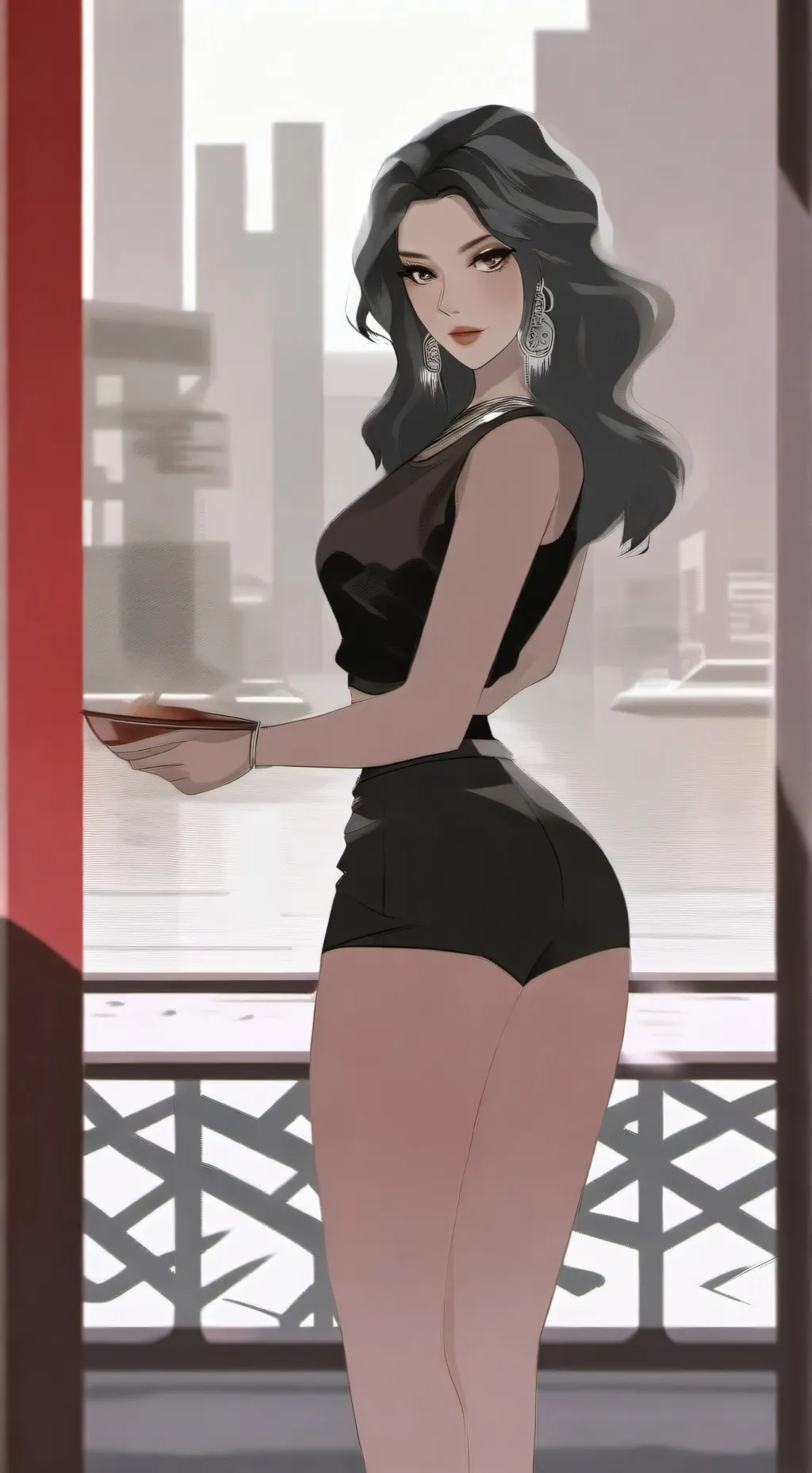 ai character: hot girl background