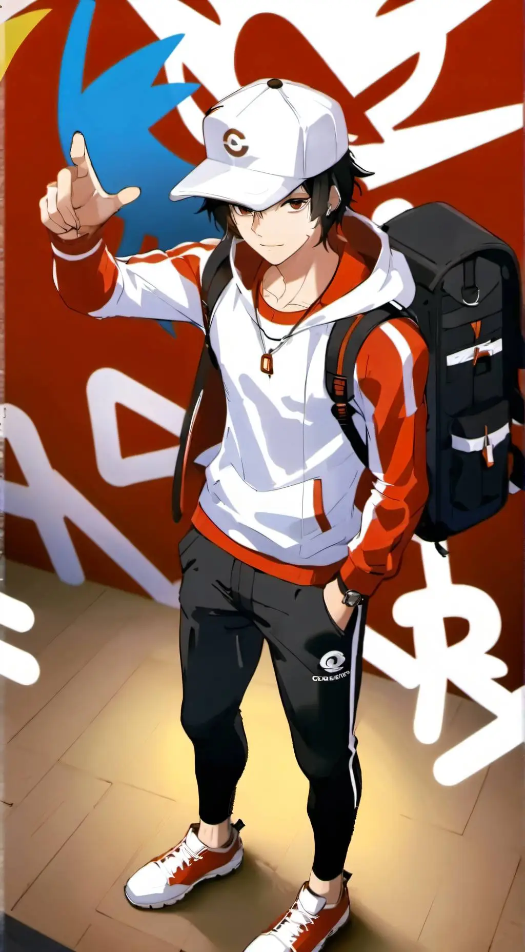 ai character: Red background
