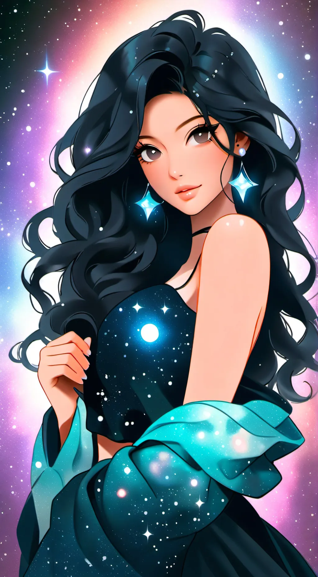 ai character: galaxia background