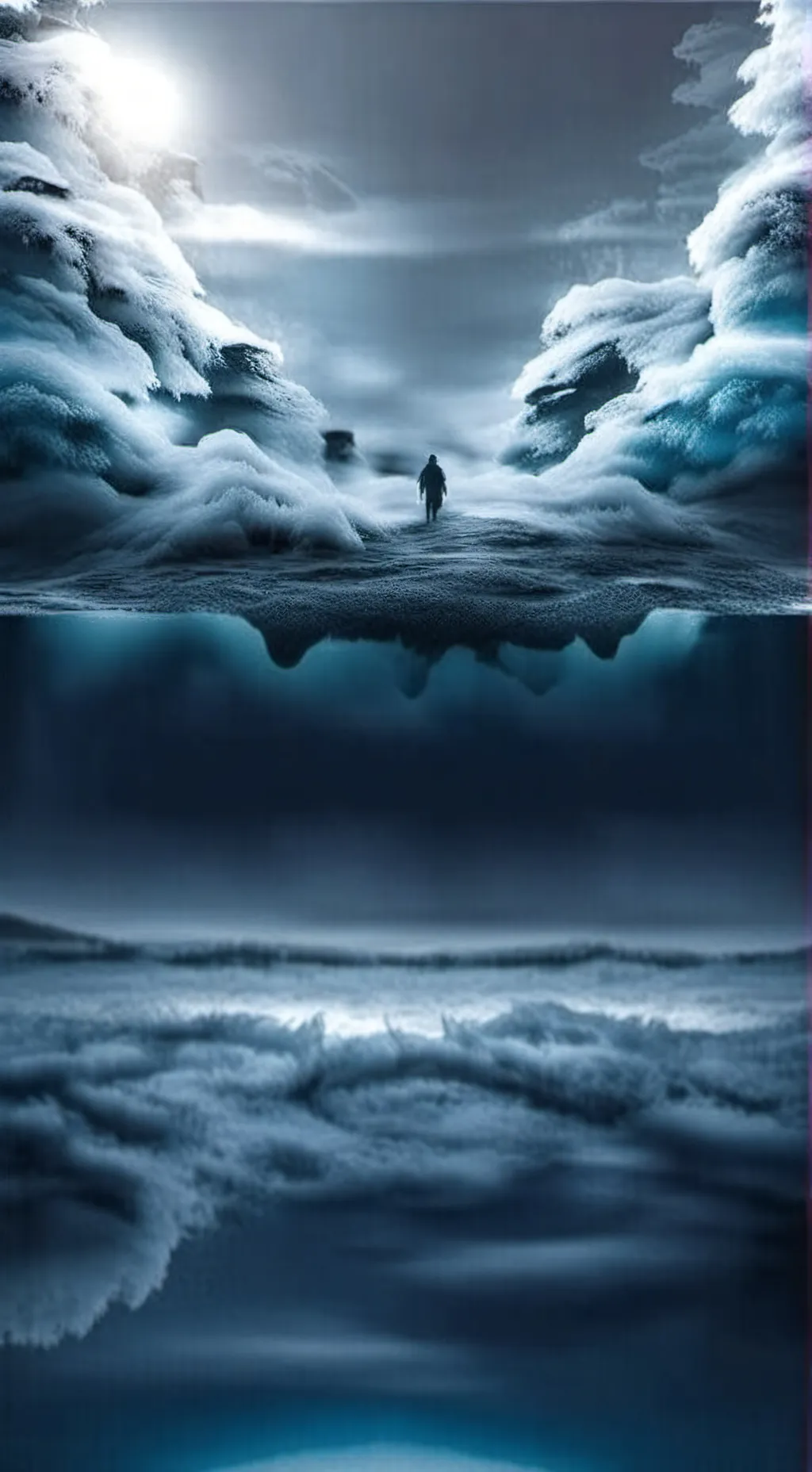 ai character: Night ocean background