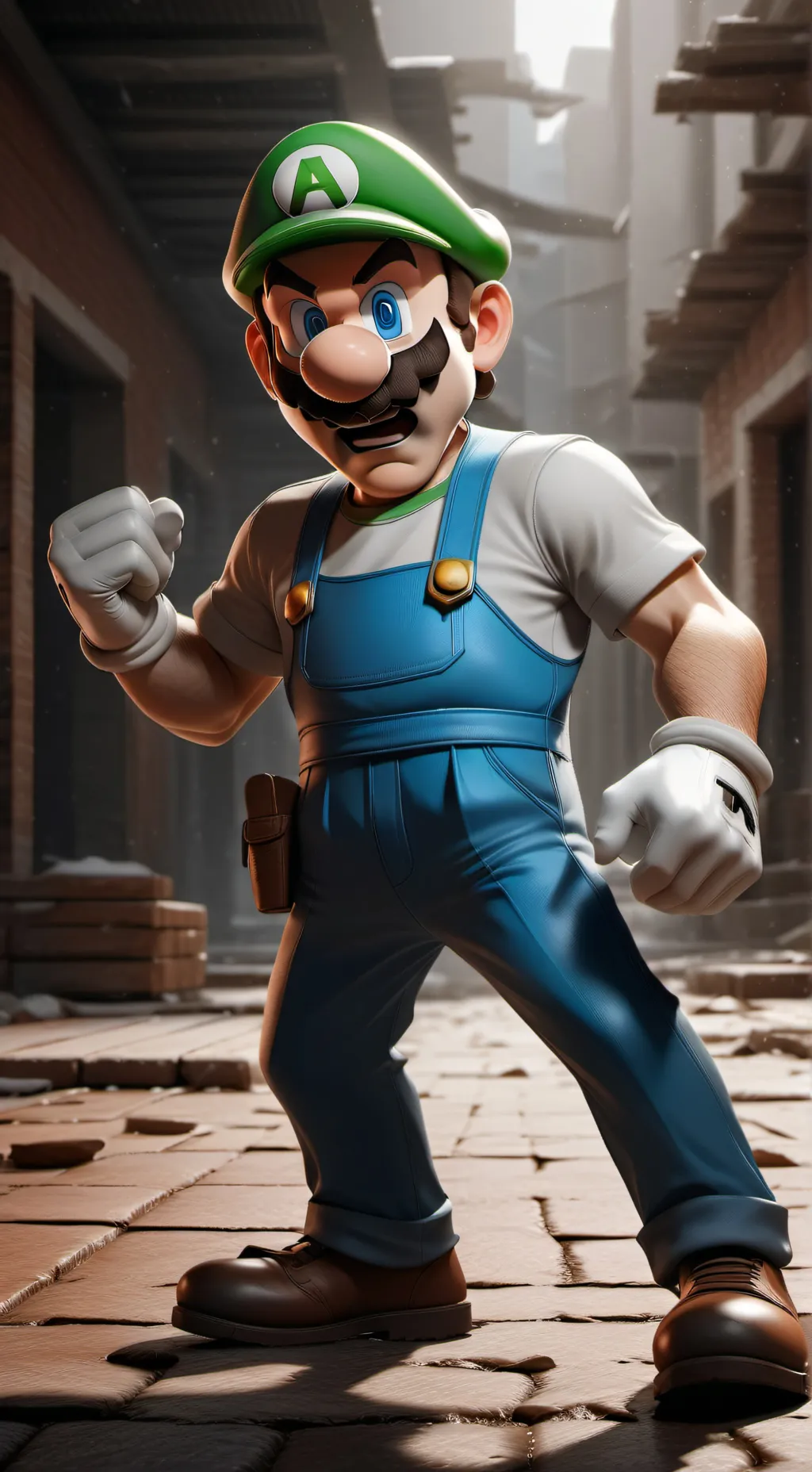 ai character: Angry luigi background